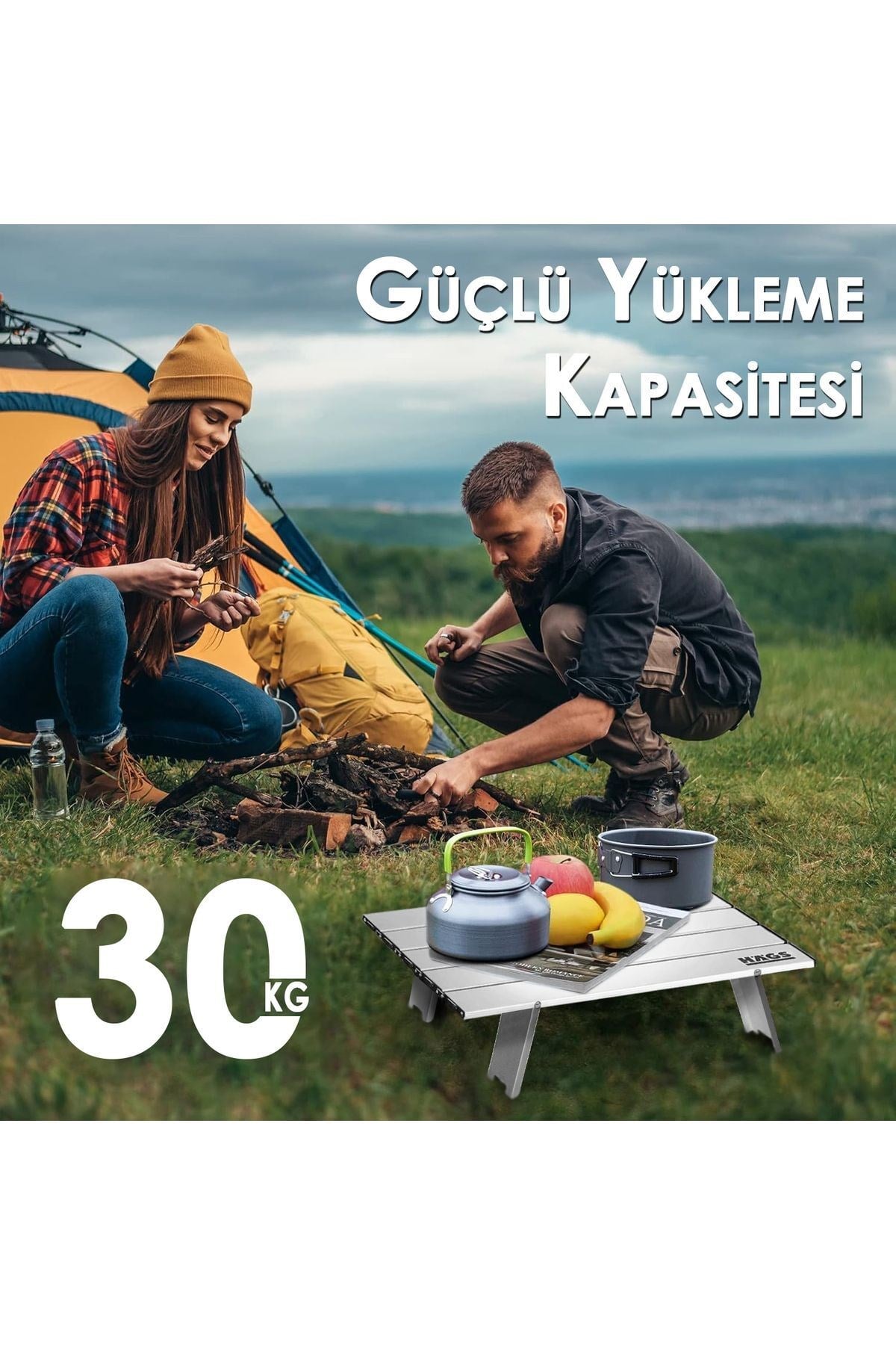 Haegs Portatif Küçük Masa Alüminyum Ultra hafif Katlanır Mini Masa - Plaj, Piknik, Kamp, Balıkçı, Outdoor Küçük Sehpa Masa - Gümüş