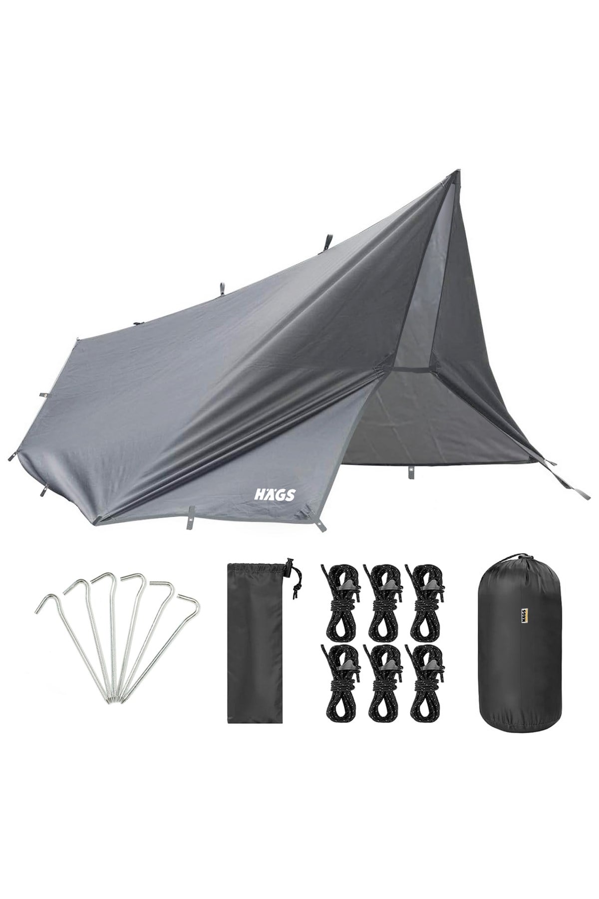 Haegs Su Geçirmez Tarp Tente Gölgelik Örtü, 4 Mevsim Taşınabilir Örtü Branda Çok İşlevli Outdoor Açık Hava Kamp Seyahat Tente Branda Barınak Yağmurluk, Güneşlik Karavan Yan Gölgelik Çadır 300x300 cm- Gri