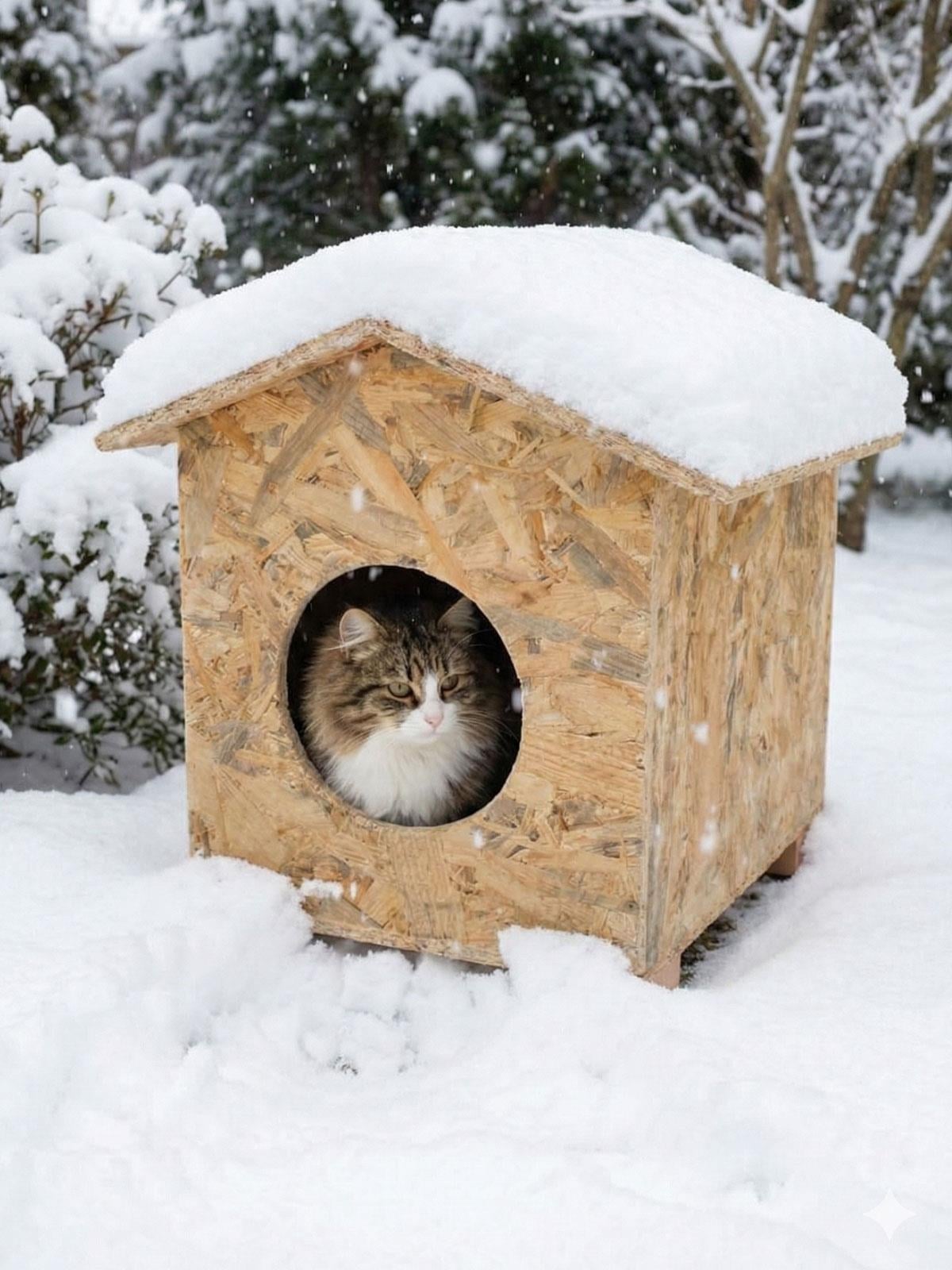 Reyo Kedi Yuvası Yağmura Ve Soğuğa Dayanıklı Osb Kedi Evi (DENİZ TUTKALLI) Monteli Teslimat Cat30