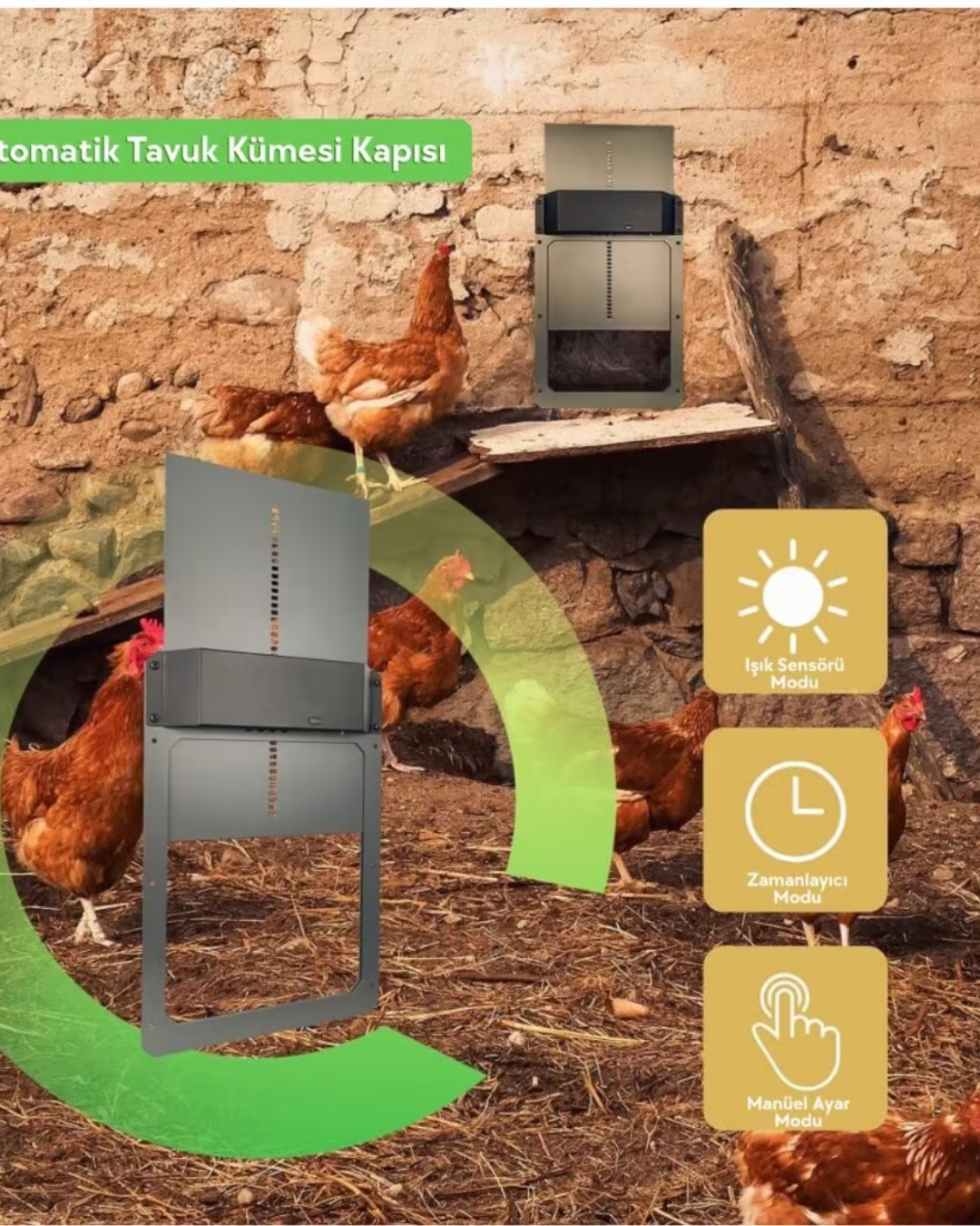 Kadmec VIP Işık Sensörlü Alüminyum Otomatik Kümes Kapısı