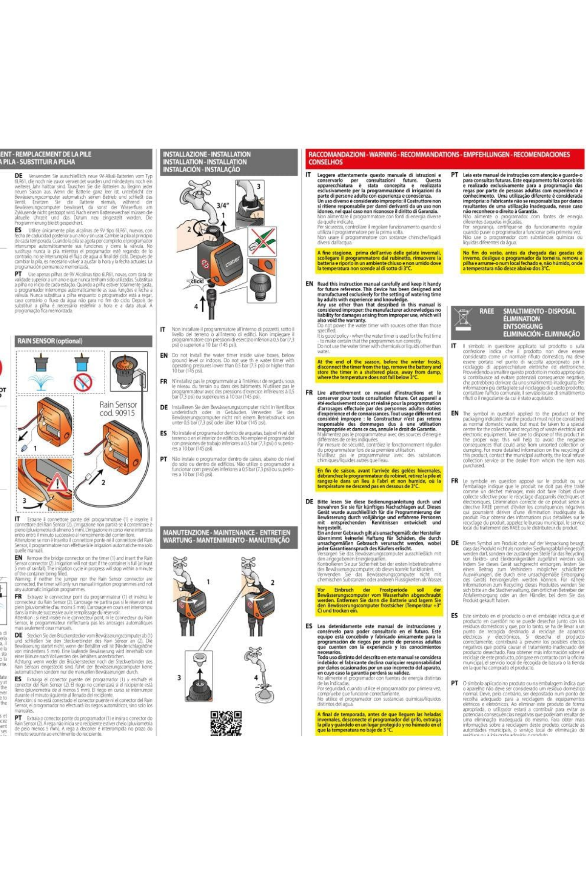 Claber 8410 Aquadue Duplo Evolution İki Çıkışlı Sulama Zamanlayıcı