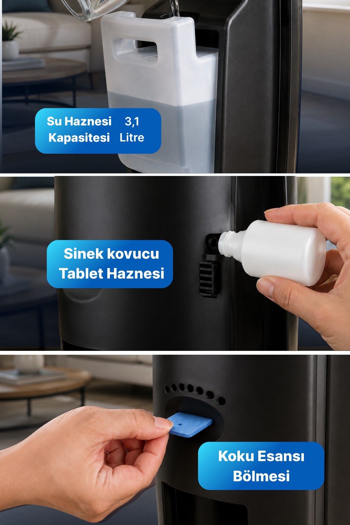 Reyo Diablo 90W İyonizer ve Kumandalı Buharlı Vantilatör