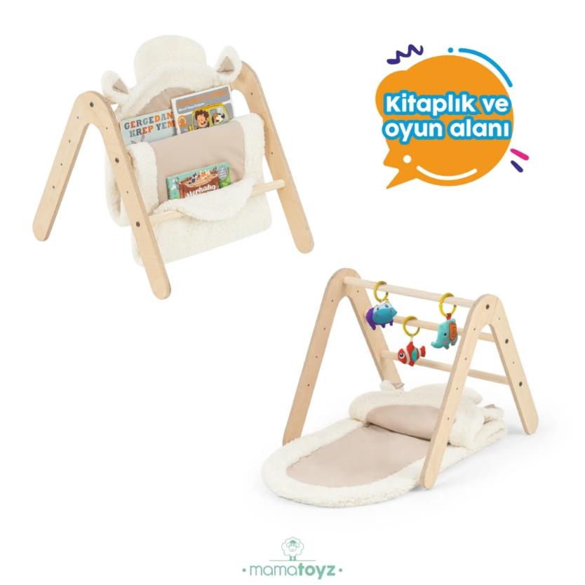 Mamatoyz 17GIMY Doğal Montessori Bebek Egzersiz Oyun Halı Matı ve Kitaplık