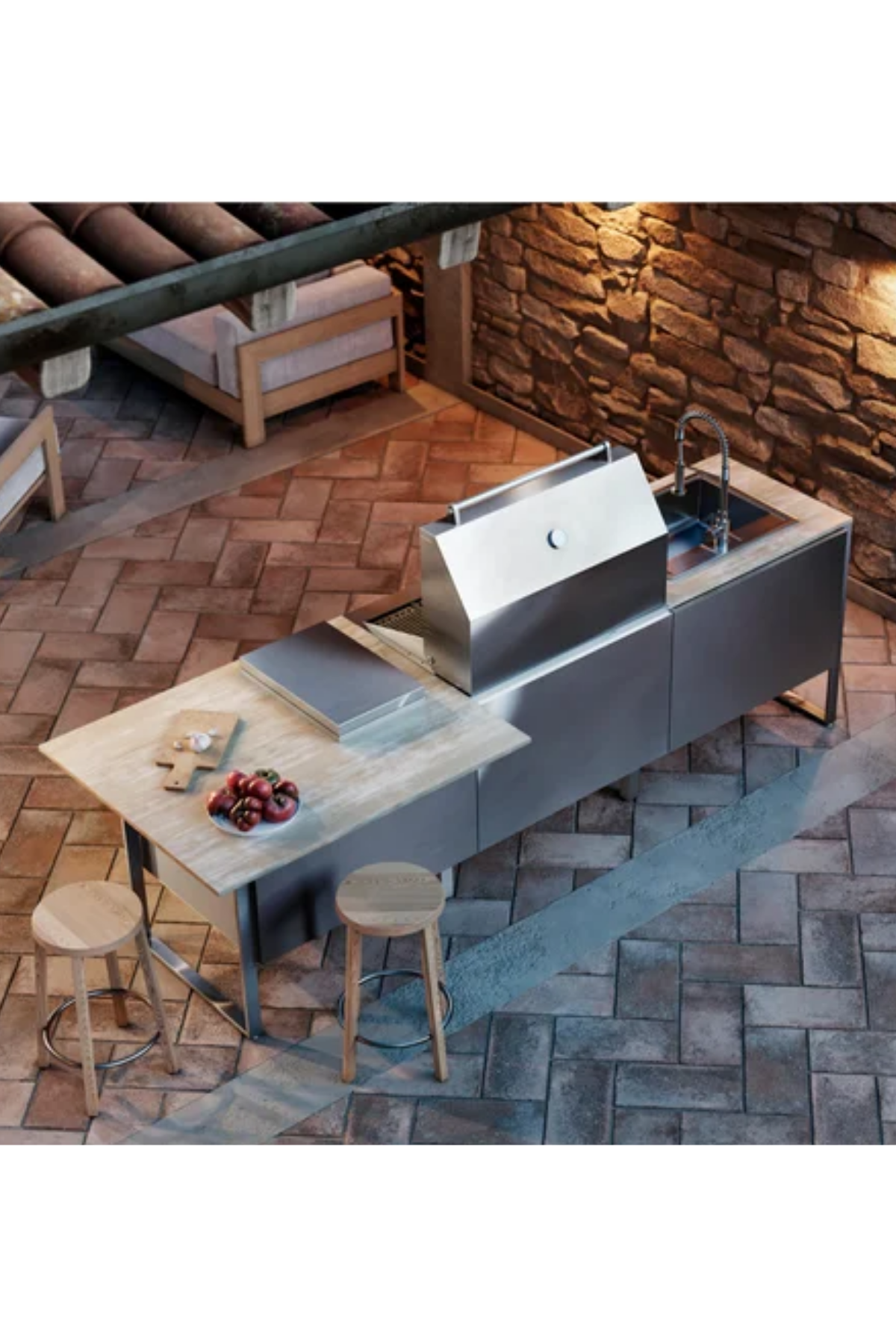 Berfmann Steel Brenta T28 Paslanmaz Çelik Outdoor Barbekü Mutfak Ünitesi
