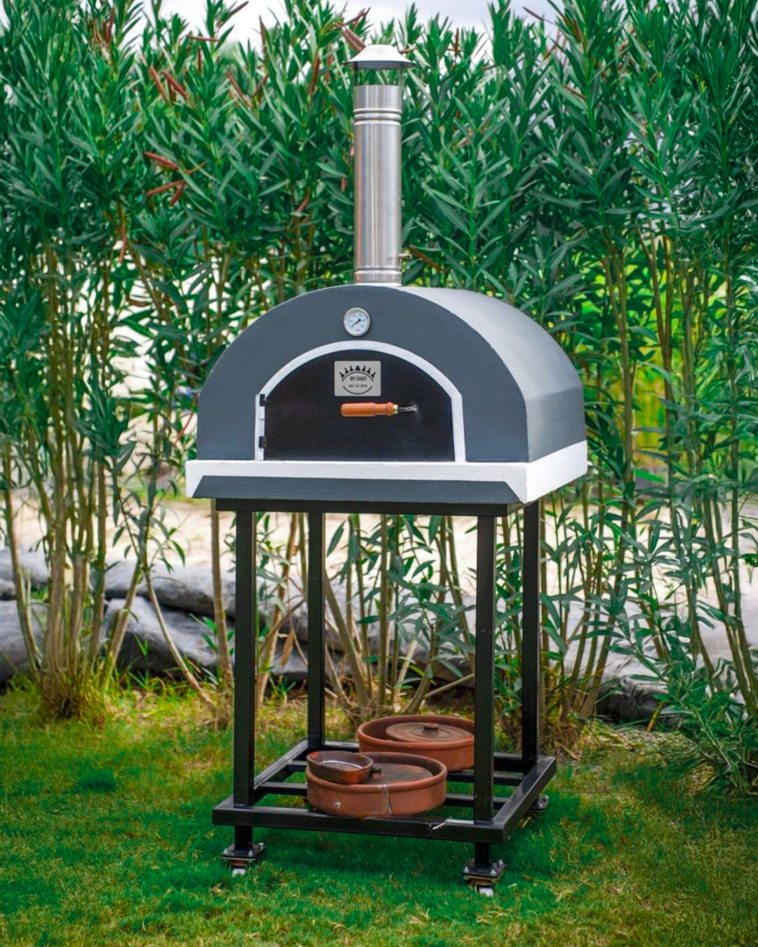 By Chef Roma Medium Kapaklı Termometreli Taş Fırın