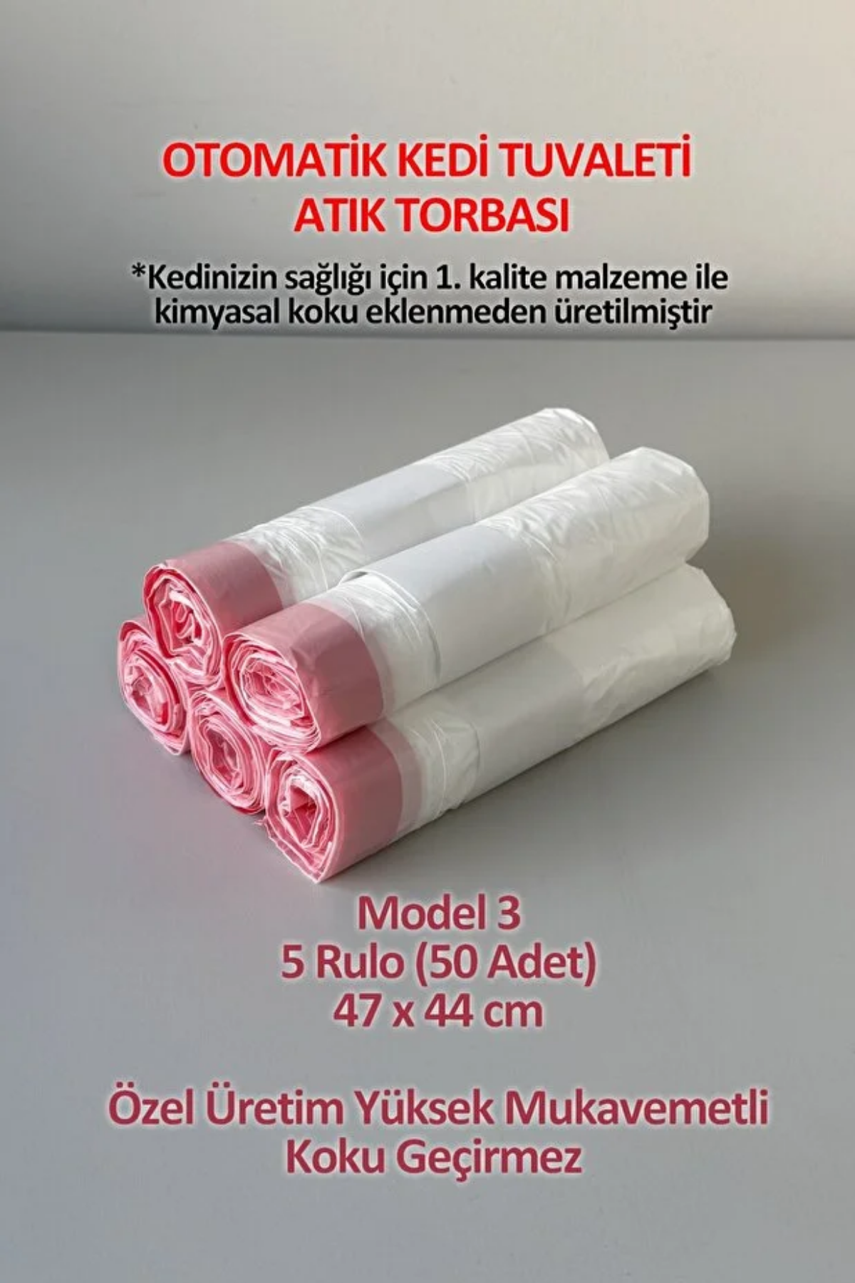 Reyo Otomatik Kedi Tuvaleti Atık Torbası – Kedi Tuvaleti Poşeti 5 Rulo 50 Adet (Model 3)