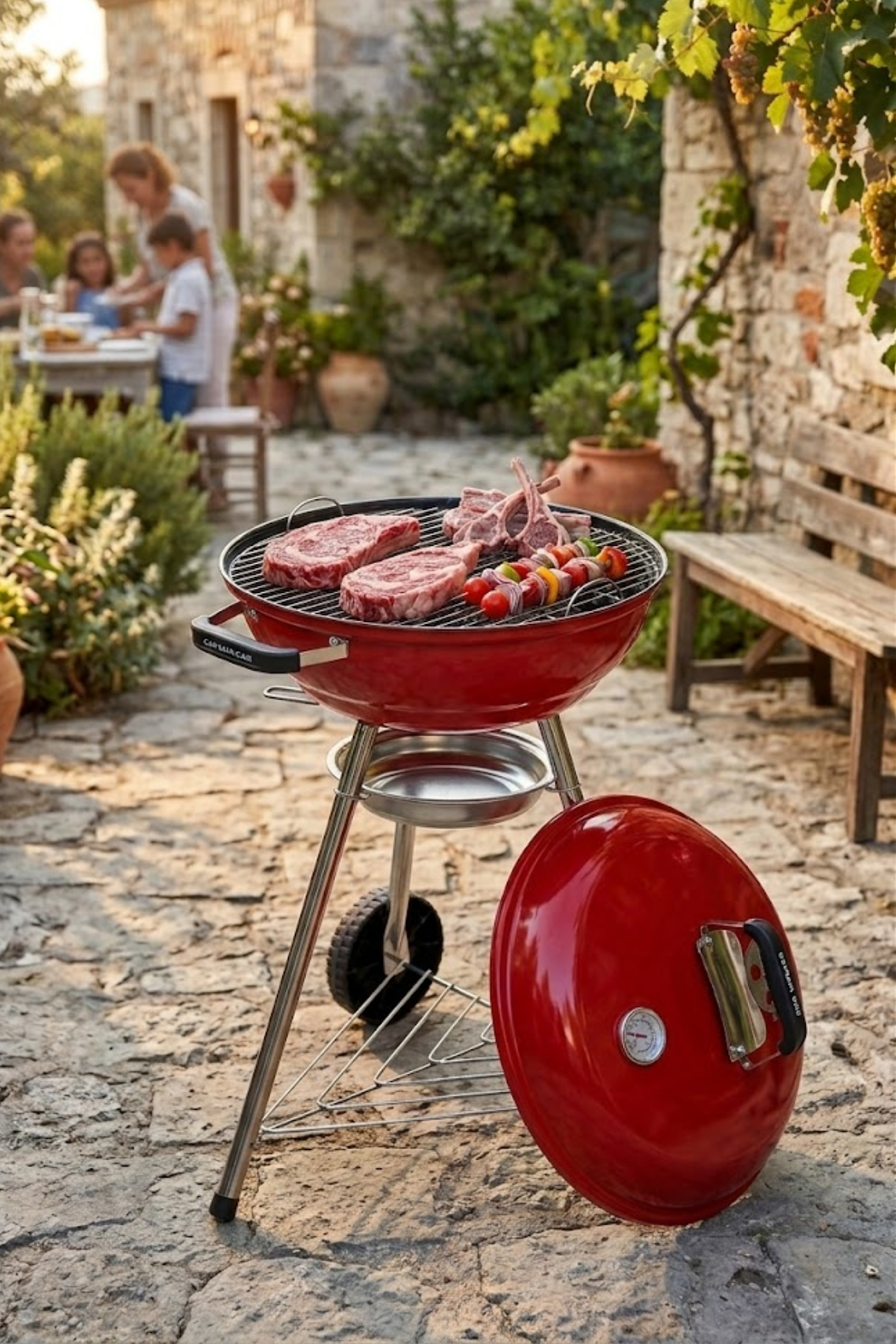 Captain Can Grill Set&Go 47 Kömürlü Mangal & Barbekü - Kırmızı