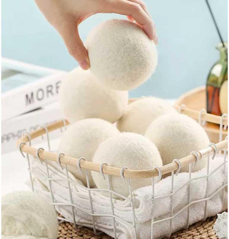 Reyo Çamaşır Yün Kurutma Topları Doğal Yumuşatıcı, Kurutma Makinesi Için Büyük 6 Adet Yün Top Bez Çantalı