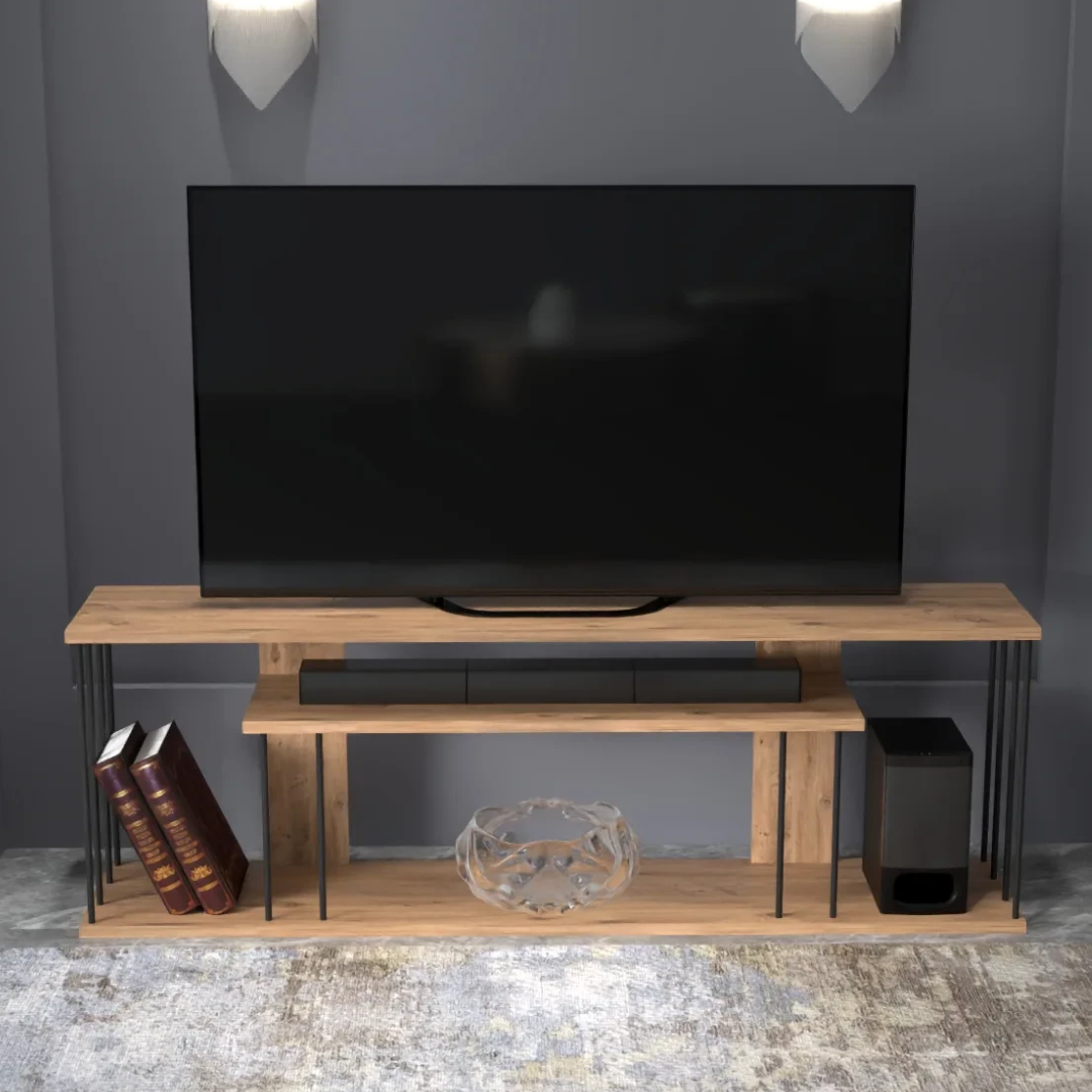 Gold Falez Tv Sehpası Raflı 140cm Gzd Plus Atlantik Çam