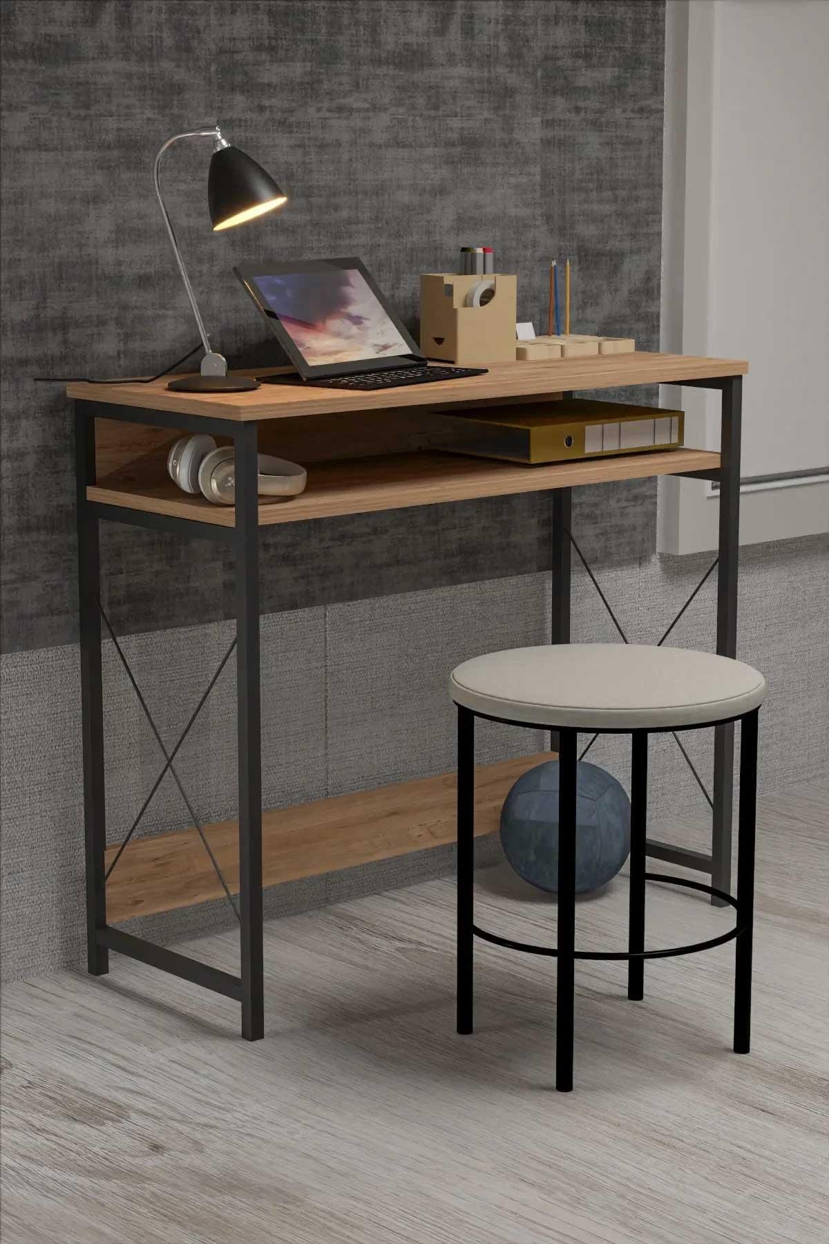 Reyo 90x137cm Metal Ayaklı Çalışma Masası Bilgisayar Masası Atlantik Çam