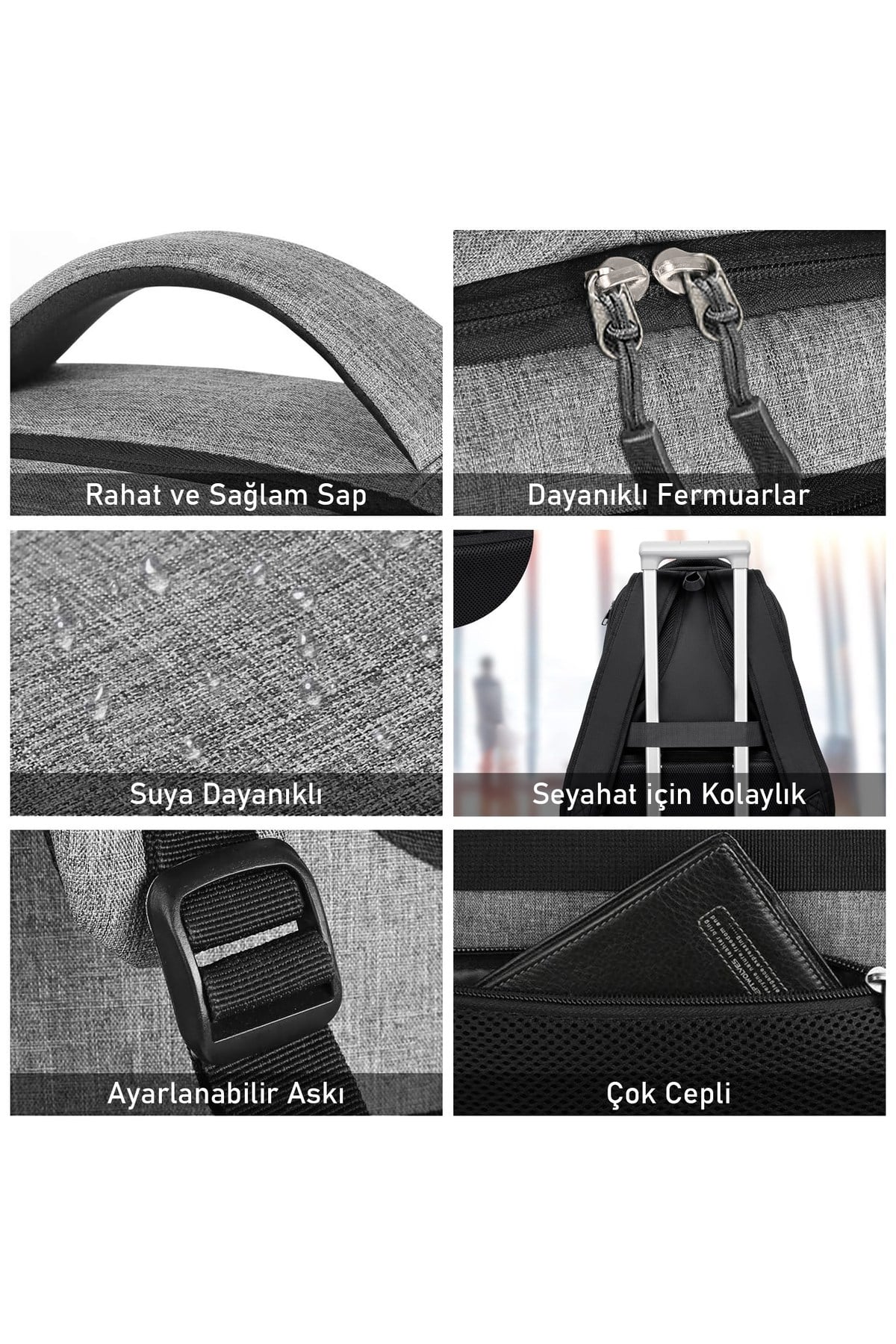 Haegs Laptop Sırt Çantası, Multi Cepli İş Seyahat Çantası, Dizüstü Bilgisayar Sırt Çantası, Suya Dayanıklı, Kolej Bilgisayar Çantası, Kadınlar ve Erkekler İçin Çok Bölmeli Organizer Çanta - Siyah