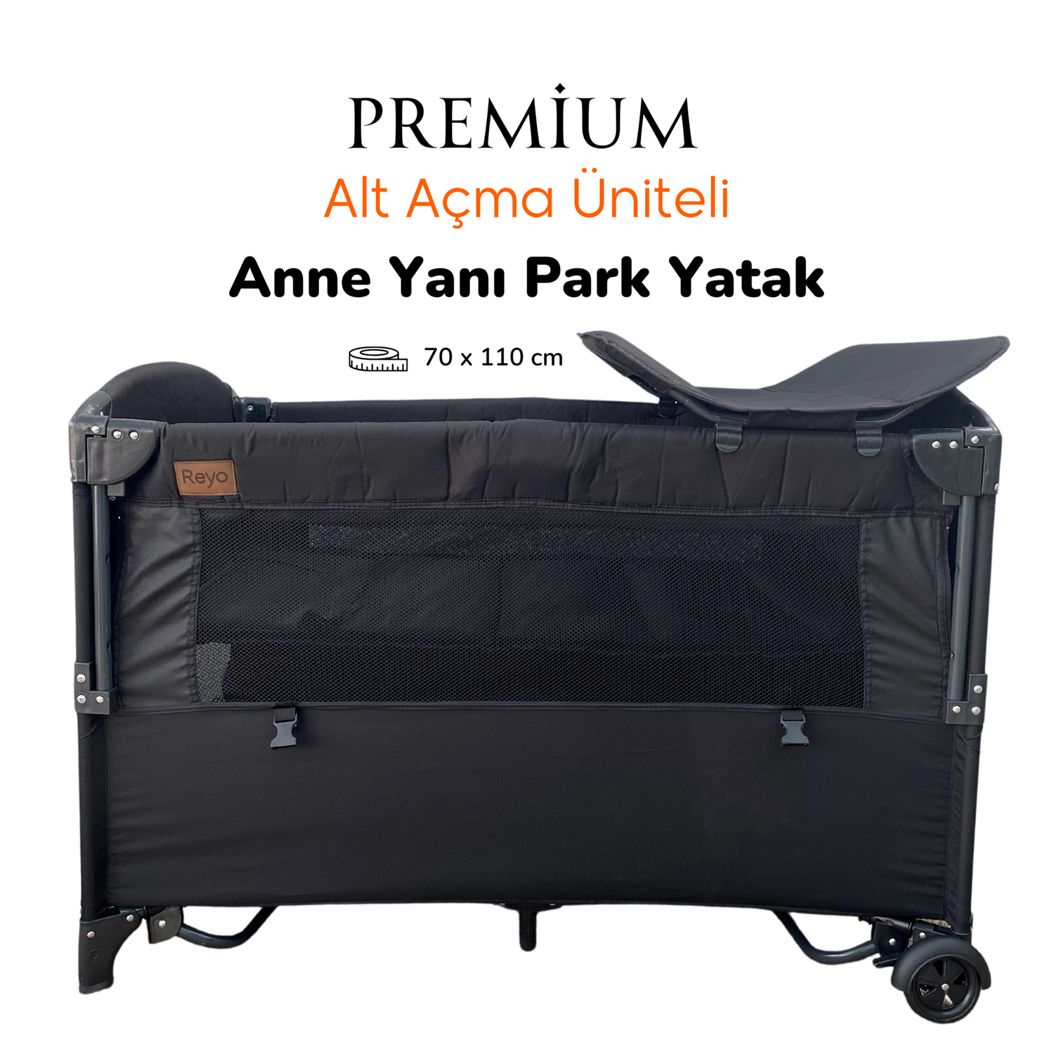 Reyo Premium Anne Yanı Park Yatak 70x110 cm Siyah