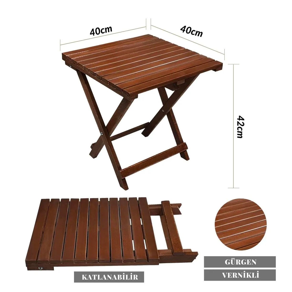 Bysay Ahşap Katlanabilir Taşınır Puf Minderli Kollu Şezlong. Plaj, Bahçe, Için 3 Lü Set (Ceviz-Antrasit)