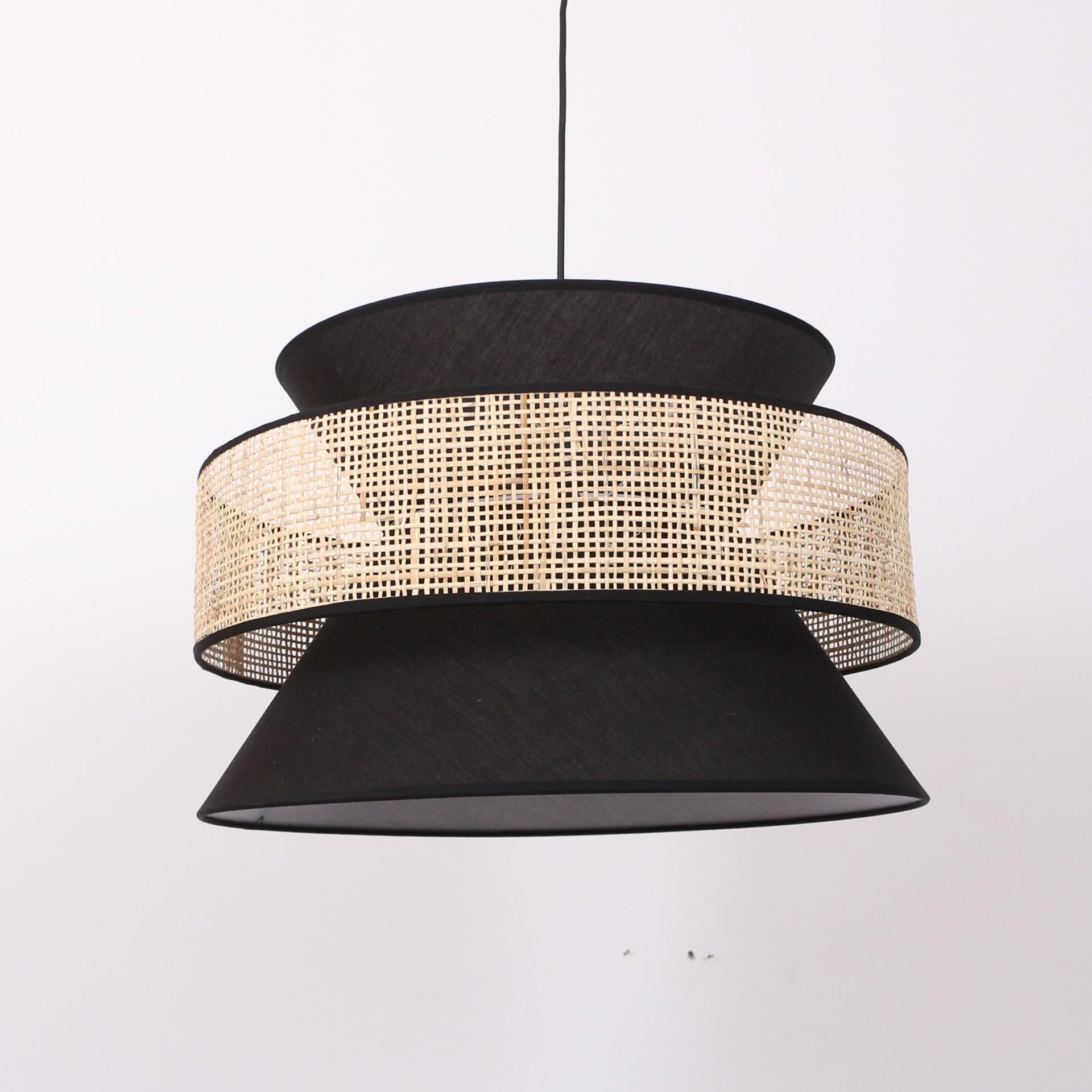 Mylamp Ece Doğal Hazeran & Mat Siyah Kumaş Avize 50x32 cm