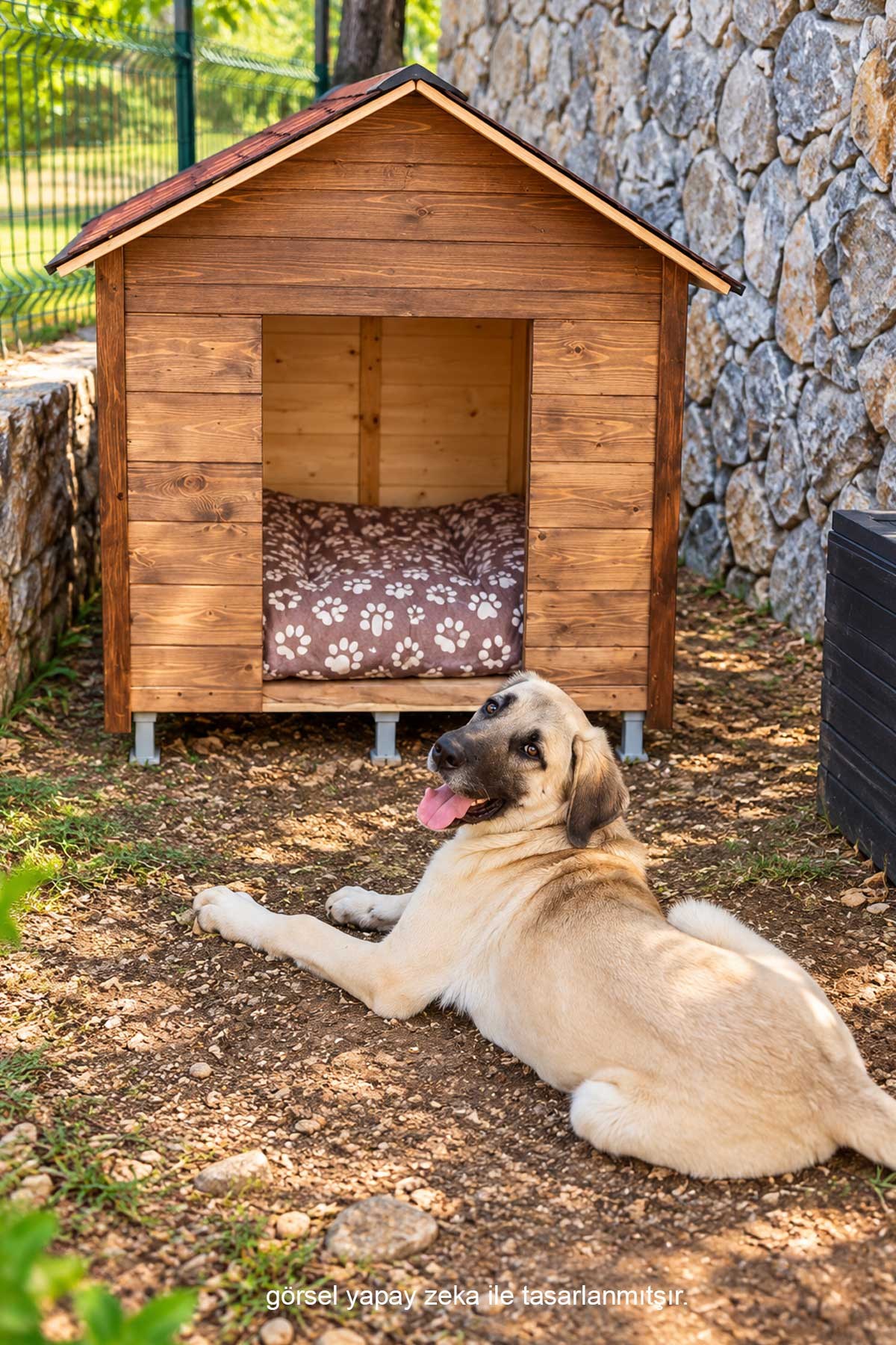 Msay XXL Büyük Boy Köpek Evi, Dış Mekana Uygun Lambiri Ceviz Ahşap, OSB, Şıngıl Çatılı Köpek Evi (Demonte Gönderim)