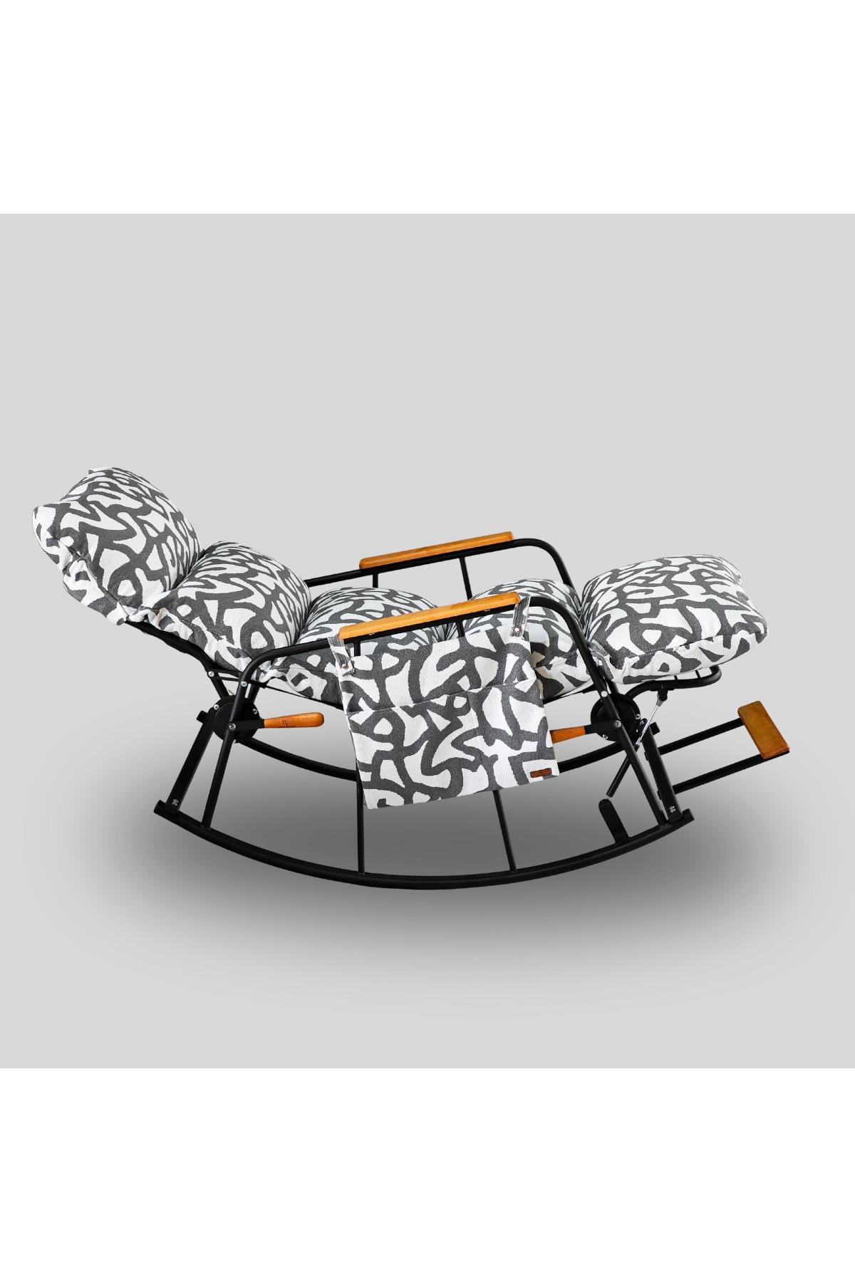 Dy Home Ayarlanabilir Mekanizmalı Sallanan Koltuk, TV Koltuğu, Dinlenme Koltuğu, Sallanan Sandalye Desenli Dokuma Kumaş 