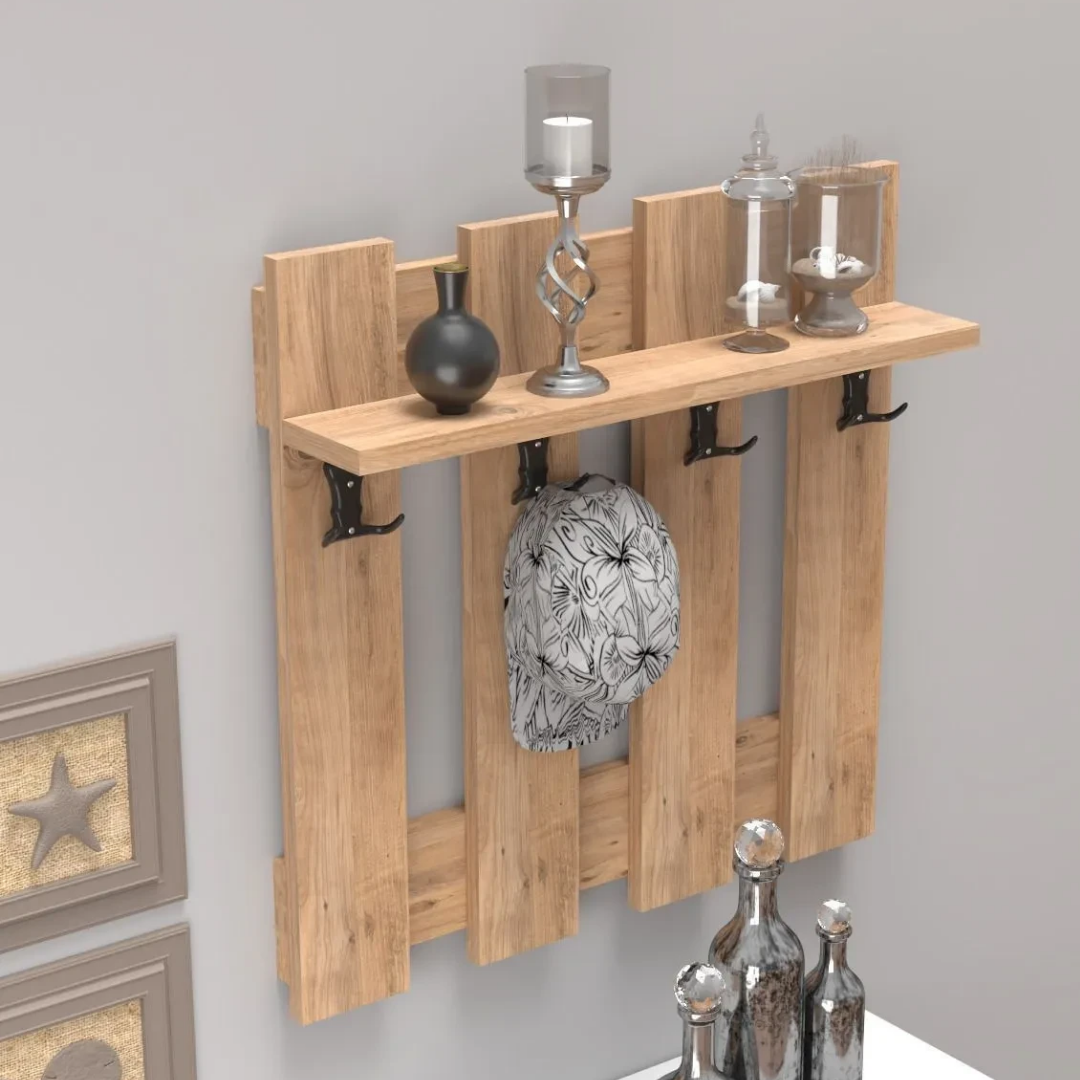 Gold Falez Çit Duvar Askılığı Portmanto Atlantik Çam