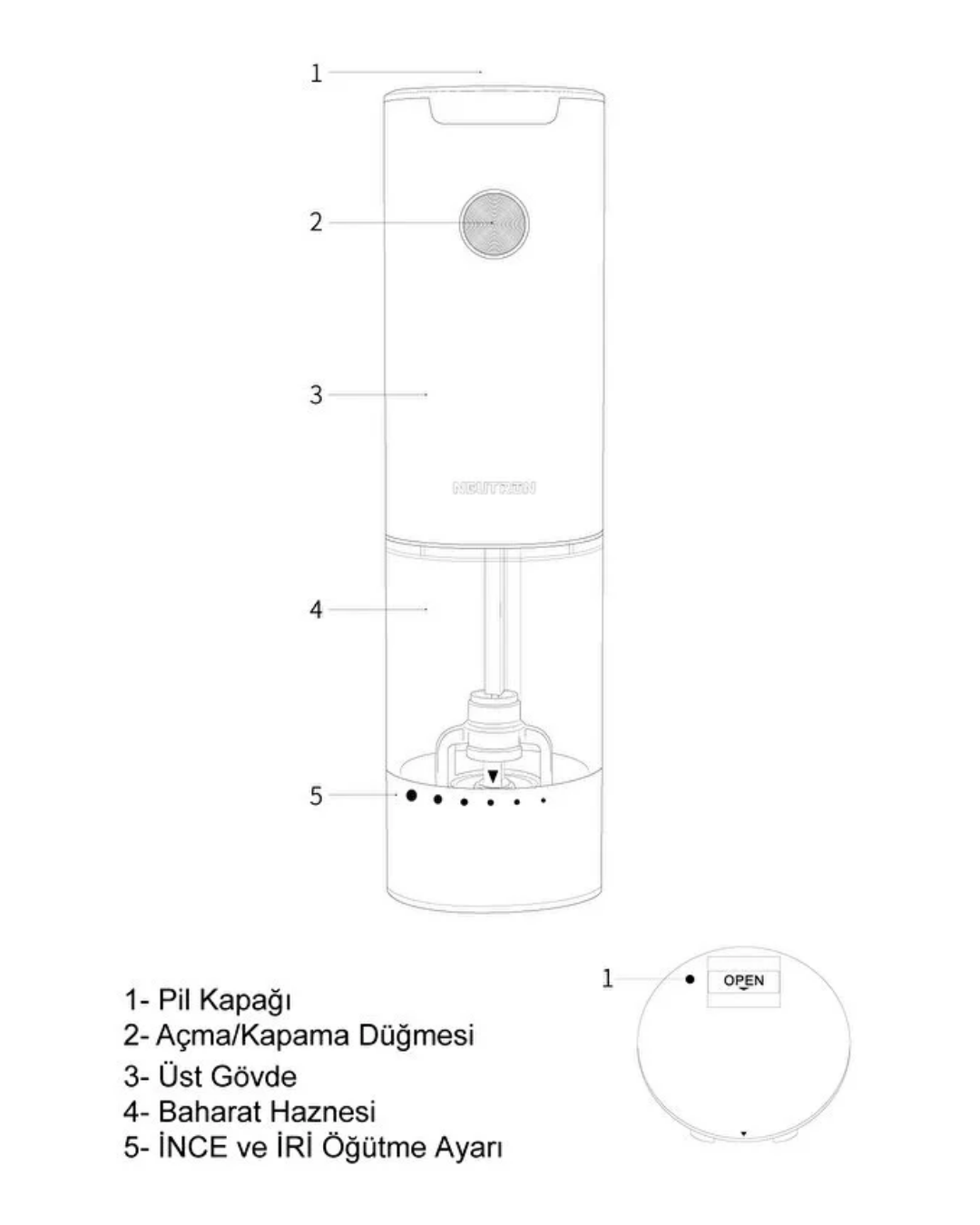 Neutron NTL-PG-03 Elektrikli Tekli Baharat Öğütücü