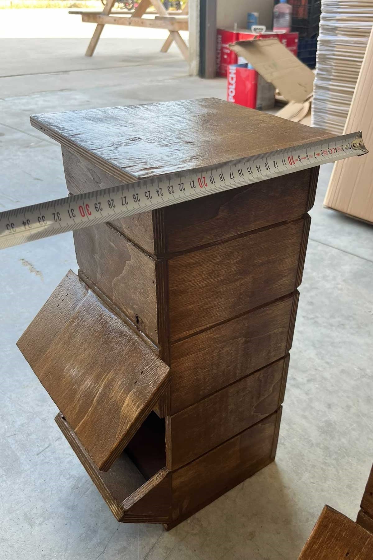 Reyo 2 Adet Ahşap Ceviz Cilalı Mama İstasyonu, Yağmura ve Rüzgara Dayanıklı Uzun Ömürlü Sokak Kedileri İçin Mama Kabı 50x25x25 cm MLDCAT (Monteli Teslimat)