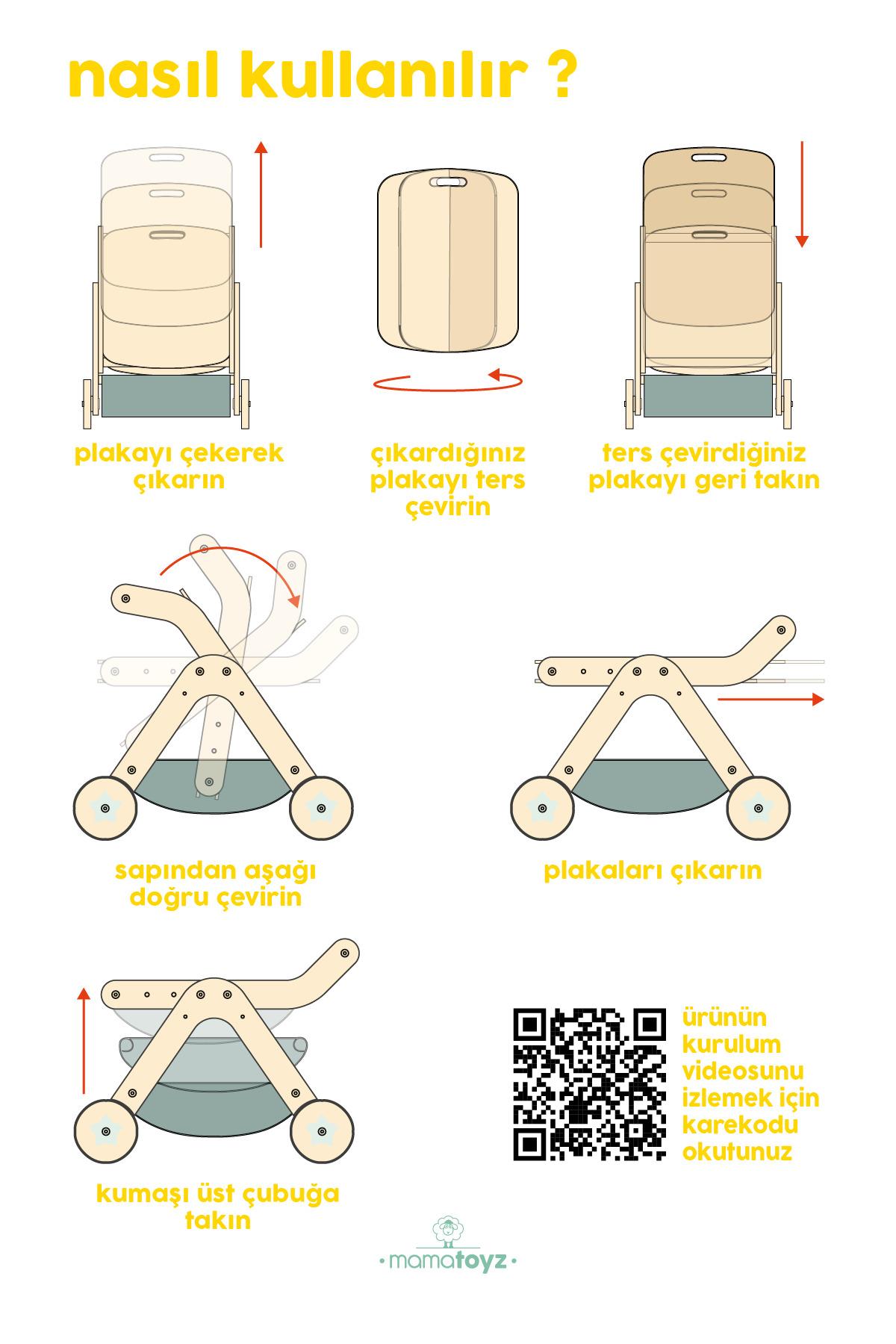 Mamatoyz Trio Yürüteç Aktivite Masası Ahşap Mangal Versiyonu
