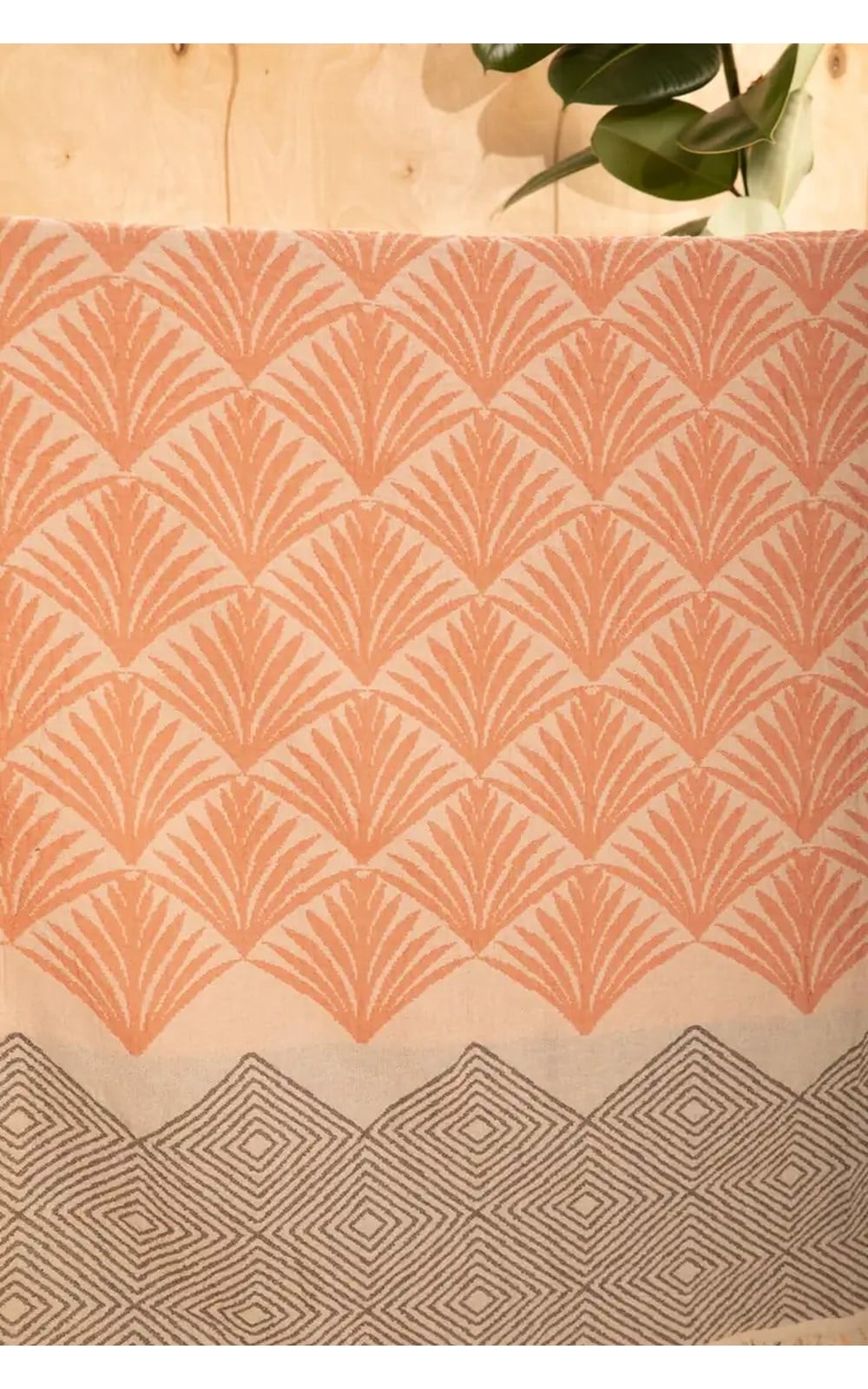 Mylasa Home %100 Pamuk Pan Desenli Çok Amaçlı Koltuk Şalı 130 x 170 (Kırlentsiz) - Somon