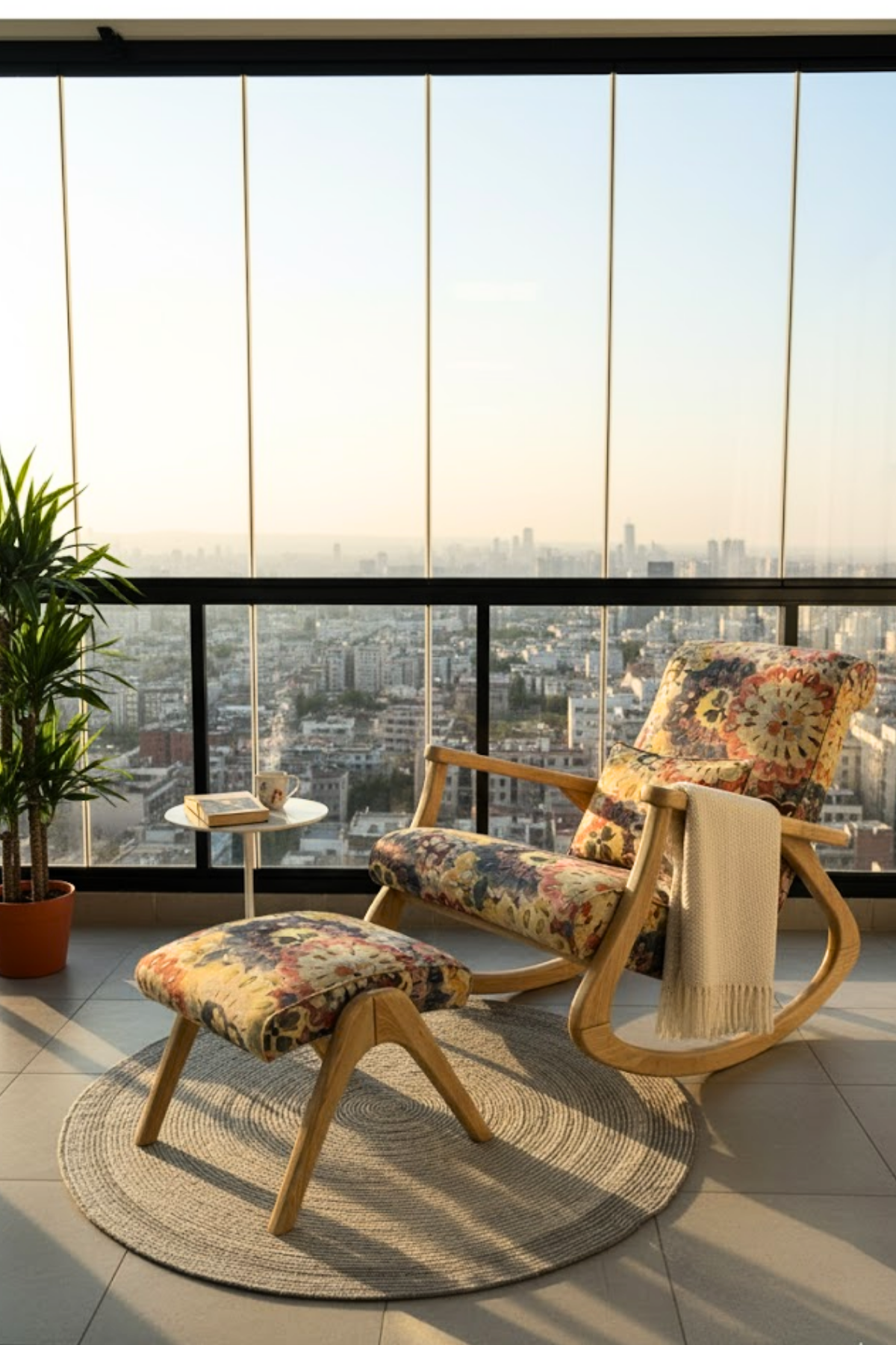 Asedia Ekol Naturel Çiçekli Sallanan Sandalye Dinlenme Emzirme Tv Okuma Baba Koltuğu