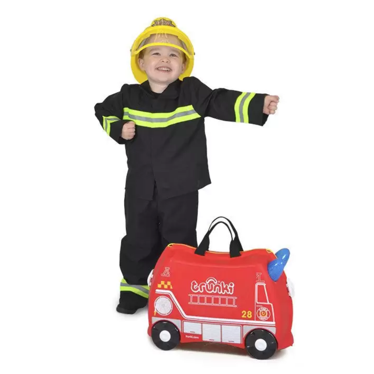 Trunki İtfaiye Aracı Frank Binilebilen ve Sürülen Çocuk Bavulu