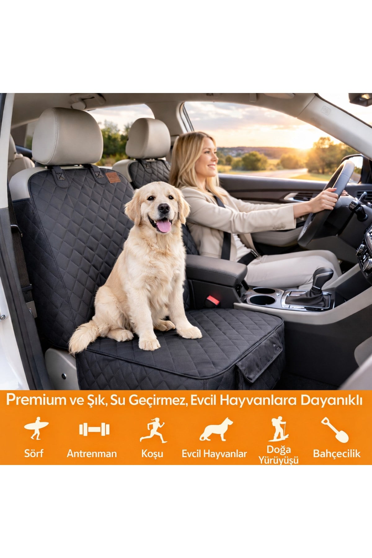 Haegs Evcil Hayvan Ön Koltuk Kılıfı - Araç Köpek Koltuk Koruma Örtüsü, Yan Kanatlı, Kaymaz, Ağır Hizmet Tipi, Su Geçirmez Koltuk Koruyucu Kılıf - Siyah