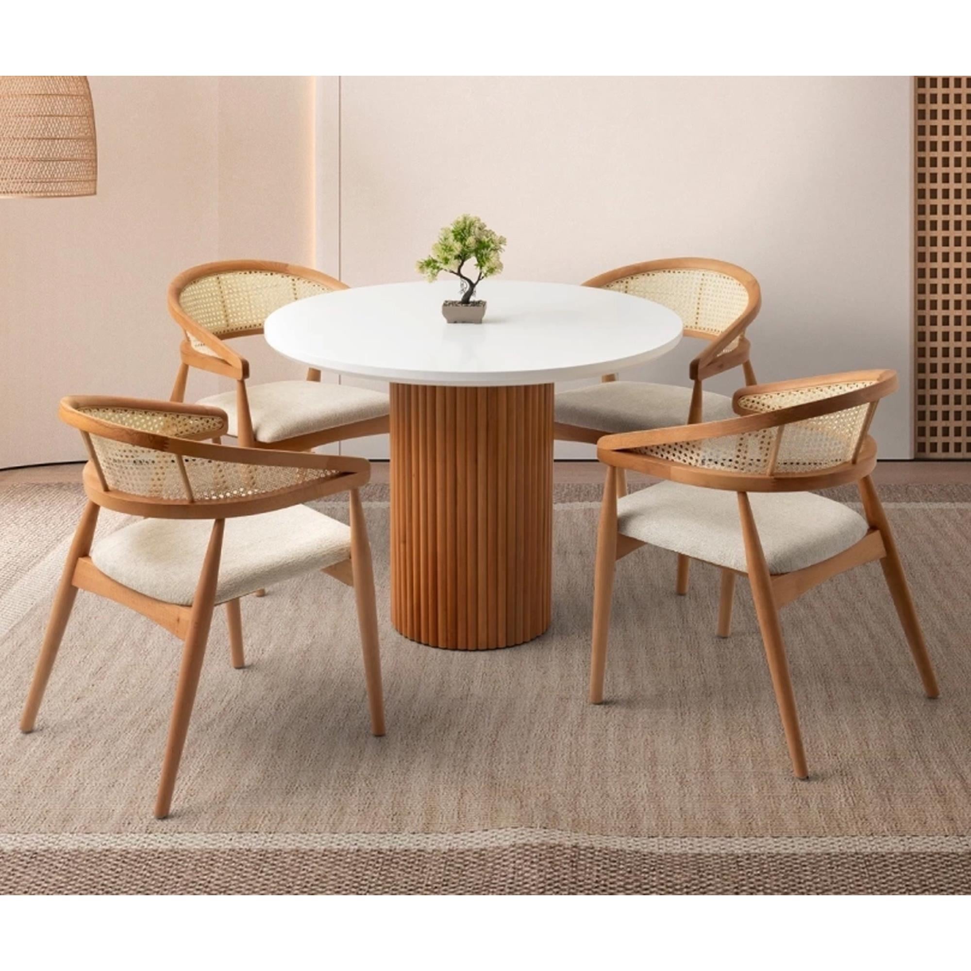 Reyo Gazel Hasırlı Ahşap Sandalye, Yemek Odası Sandalyesi, Modern Sandalye, Doğal Hazeran Sandalye Naturel