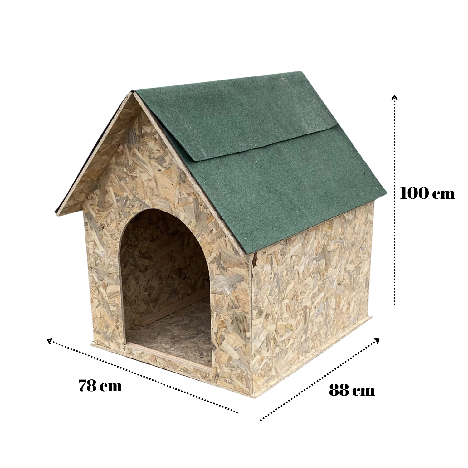 Melada Köpek Kulübesi Büyük Boy OSB XL Yeşil Çatılı 100x100x78 cm