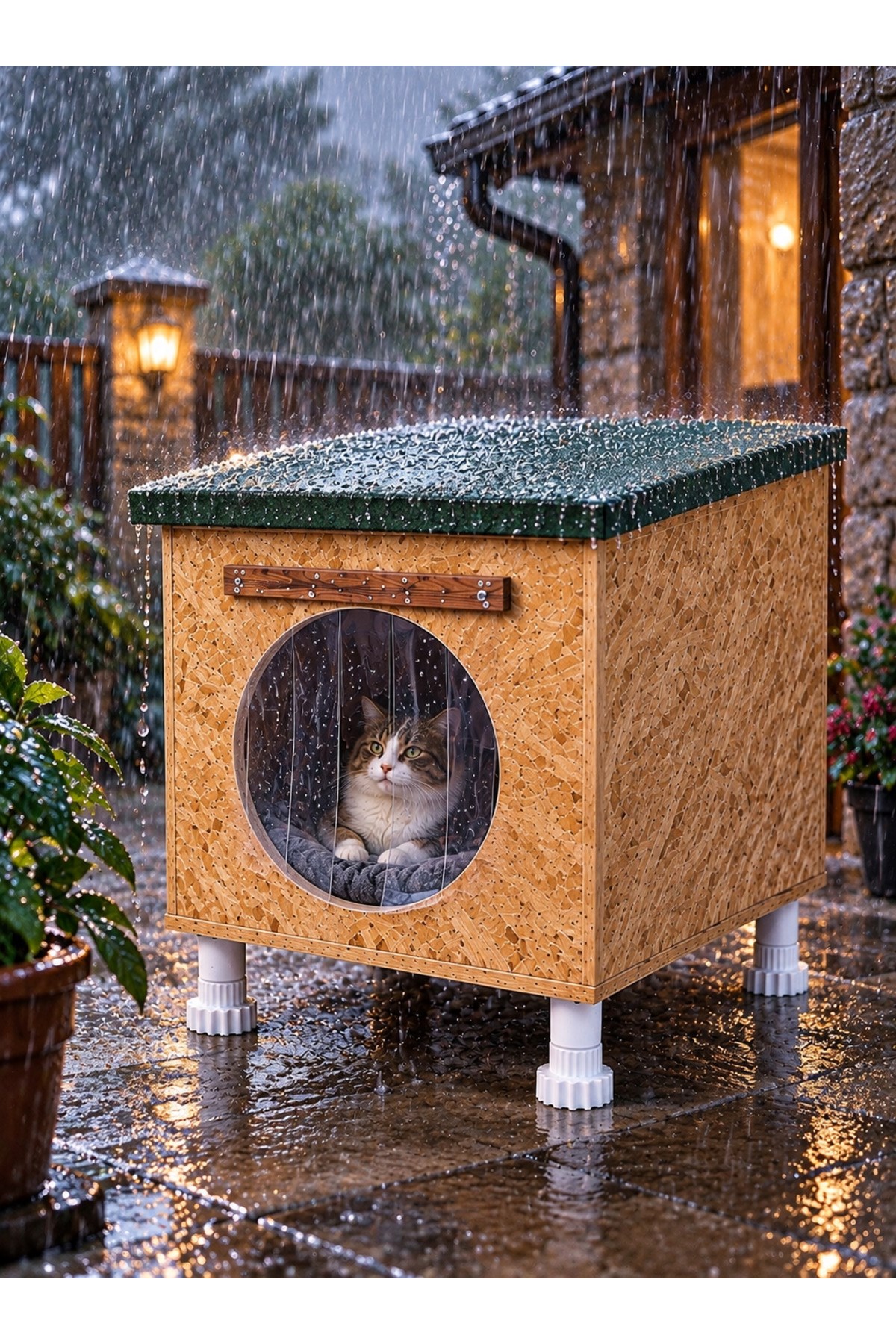 Narım Ahşap Kedi Evi ve Kedi Yuvası – Büyük Kediler İçin, 1 Kedilik Hazır Kurulu Kedi Barınağı