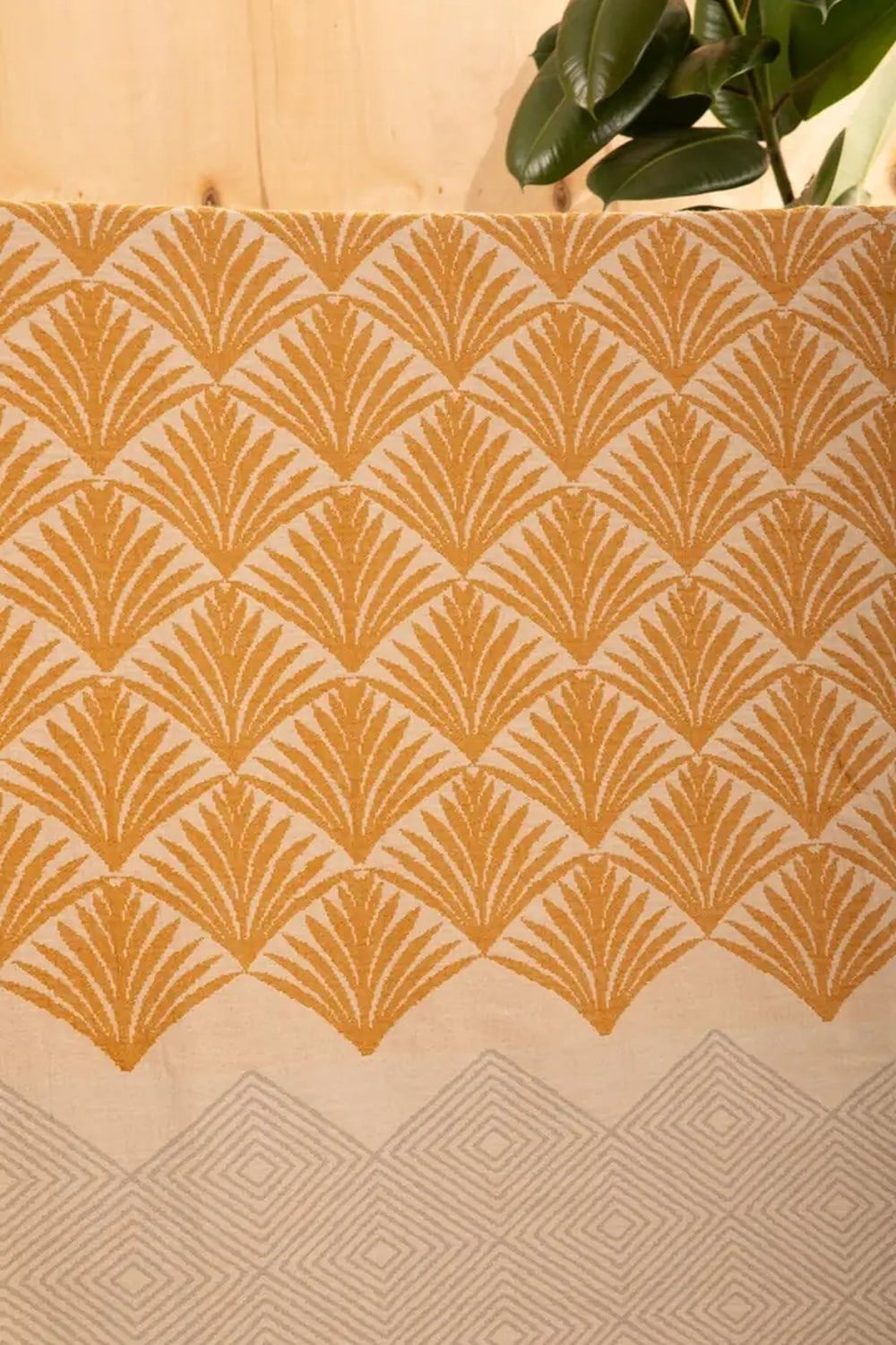 Mylasa Home %100 Pamuk Pan Desenli Çok Amaçlı Koltuk Şalı 130 x 170 (Kırlentsiz) - Altın Sarısı