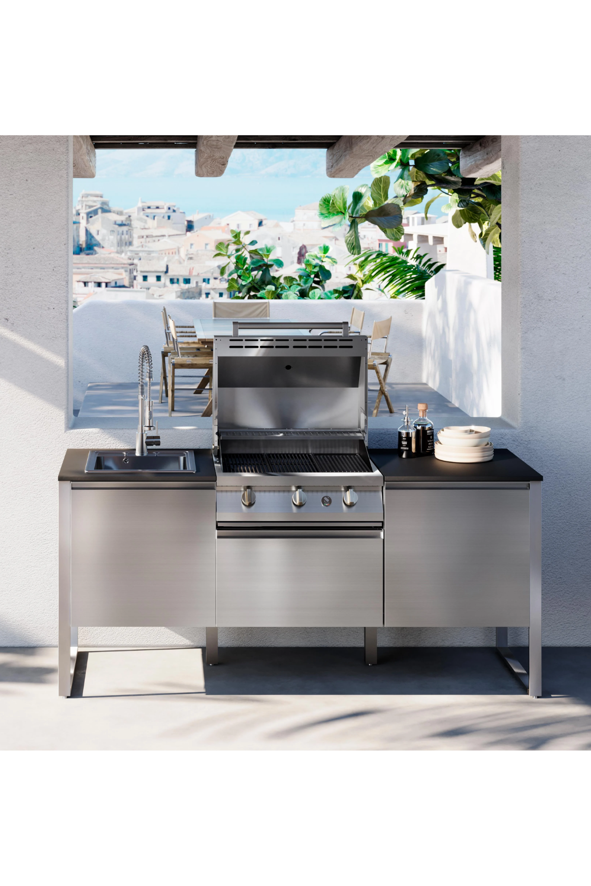 Berfmann Steel Latemar T20 Siyah Outdoor Barbekü Mutfak Ünitesi