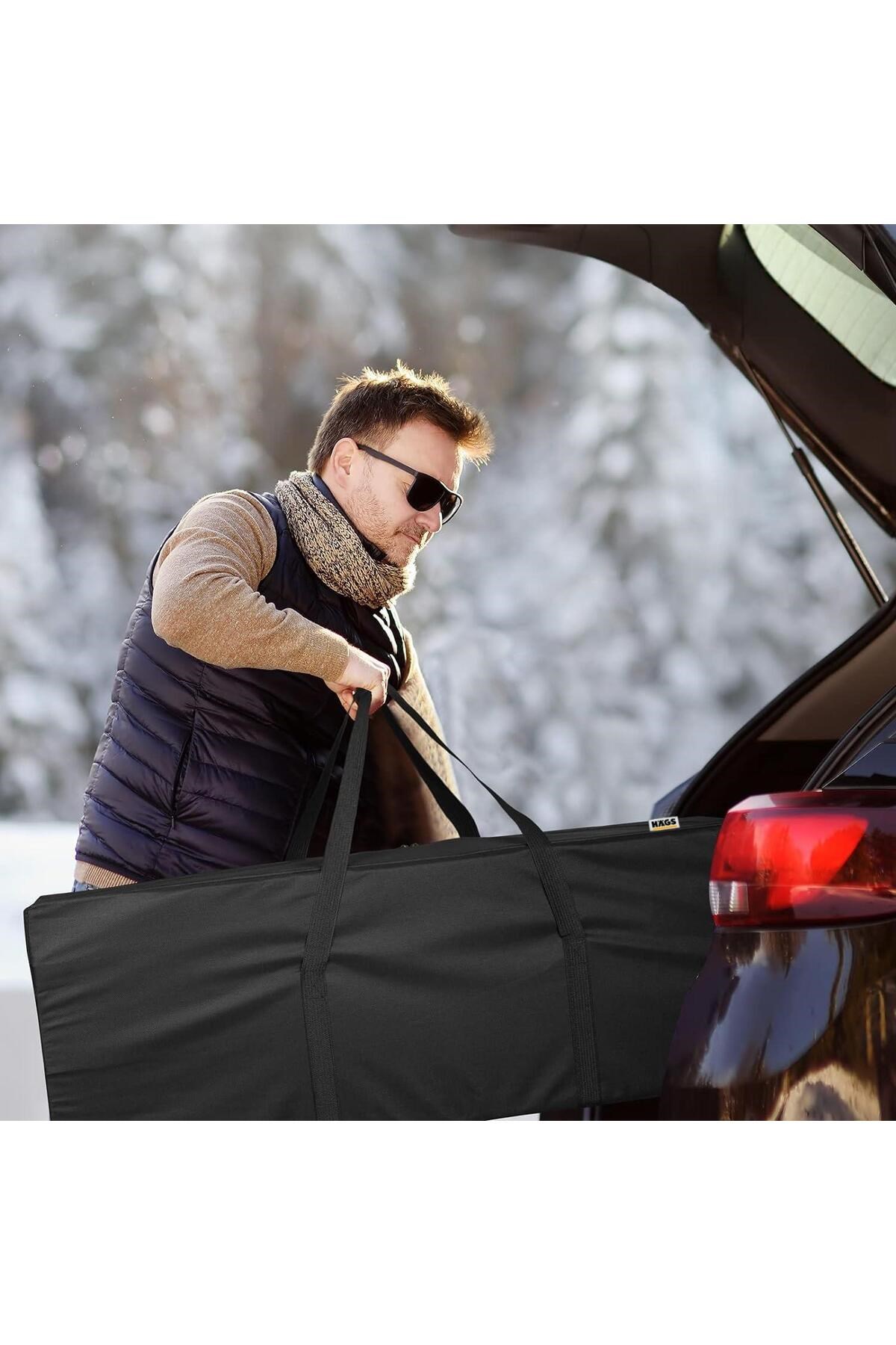 Haegs Taşıma Çantası, Uzun Geniş Çok Amaçlı Fermuarlı Dayanıklı Seyahat, Kamp Malzemeleri Saklama Çantası, Hurç, Valiz, 330L (150 x 43 x 52 cm) - Siyah