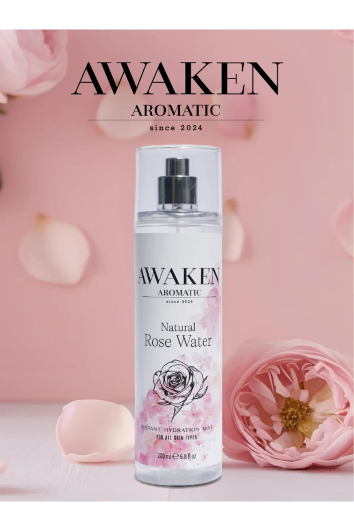 AWAKEN AROMATIC % 100 Doğal Gül Suyu, 200 ML