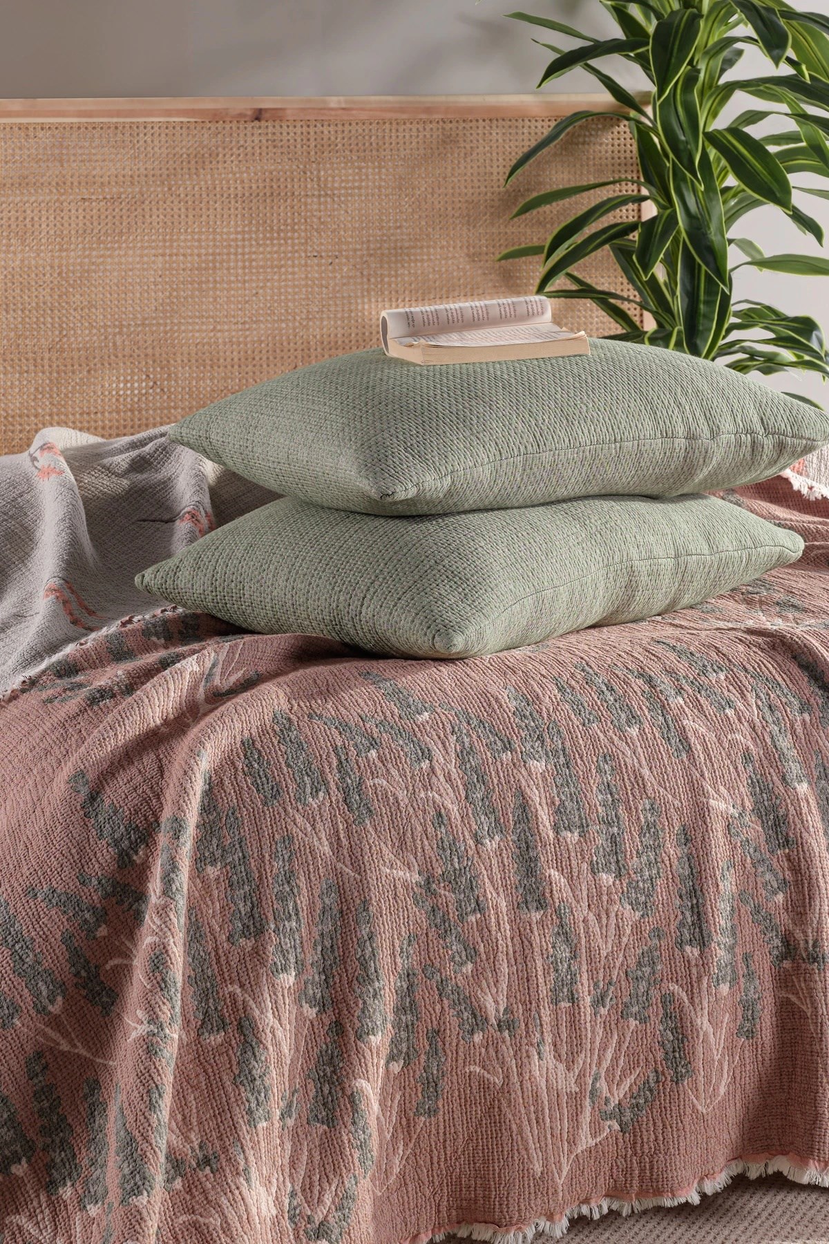 Mylasa Home Müslin Kosha Serisi Lavanta Desenli Yorgan 240x260cm Kiremit