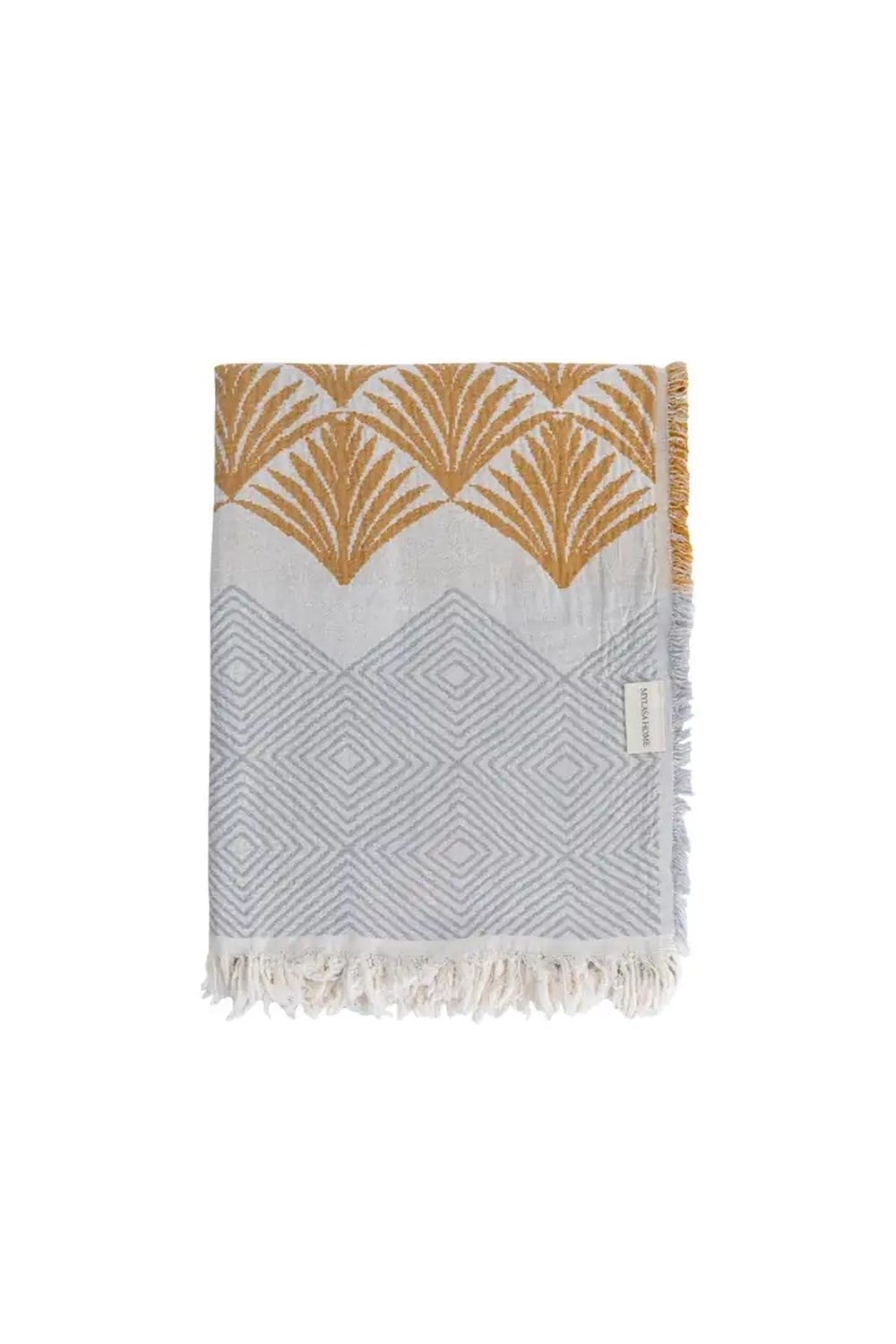 Mylasa Home %100 Pamuk Pan Desenli Çok Amaçlı Koltuk Şalı 130 x 170 (Kırlentsiz) - Altın Sarısı