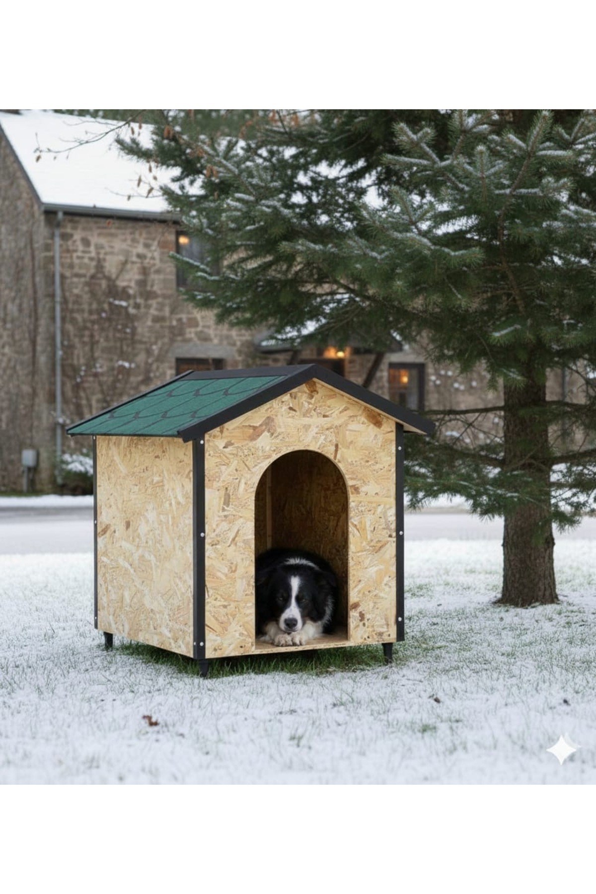 Msay Büyük Boy Köpek Evi, Sıcak ve Soğuya Dayanıklı Köpek Kulübesi OSB Ahşap Şıngıl Çatılı 70x90x100 cm (Demonte Gönderim)
