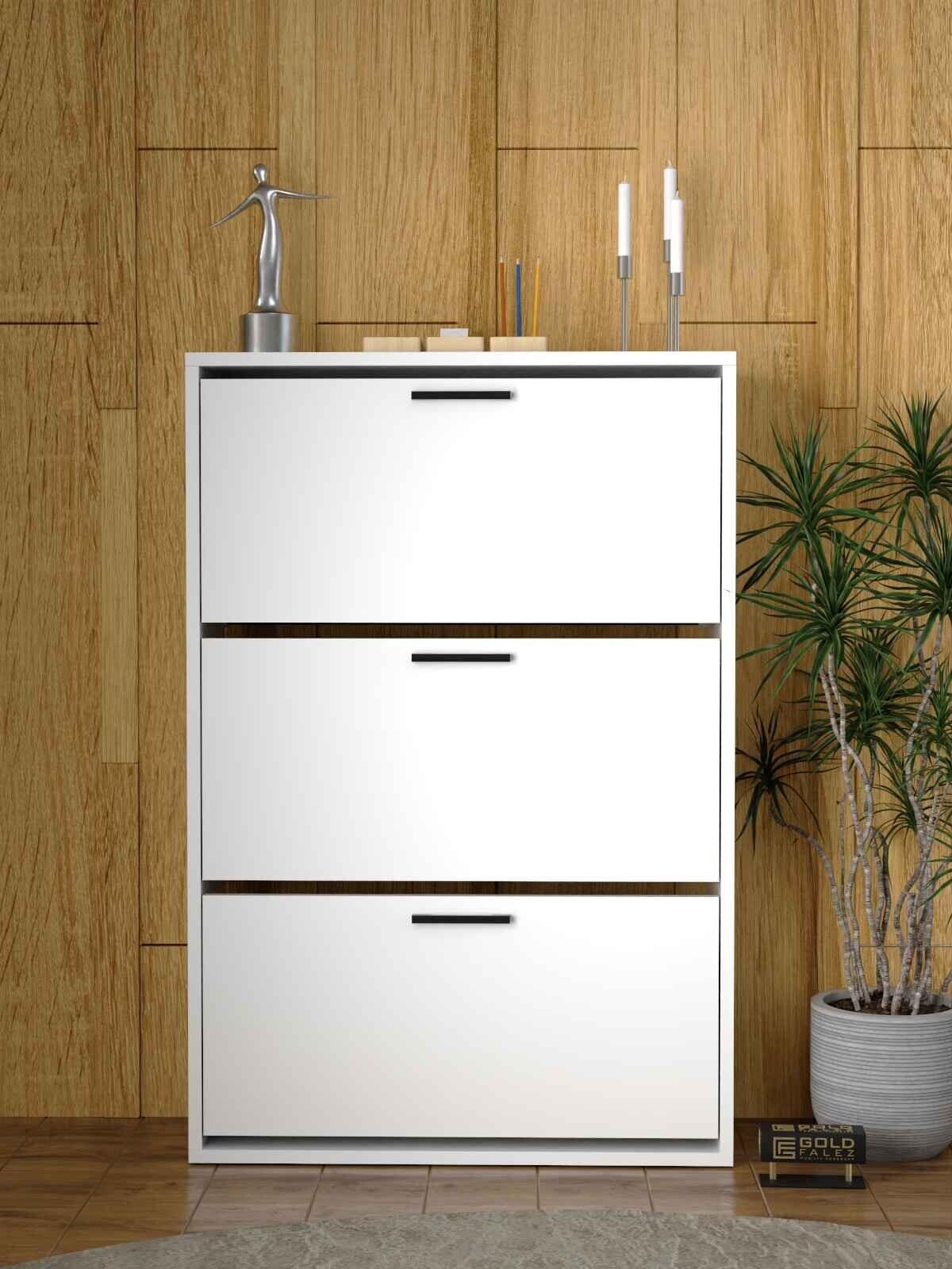 Reyo Falez Düşer Kapak Ayakkabılık 3 Bölmeli Ayakkabılık Beyaz