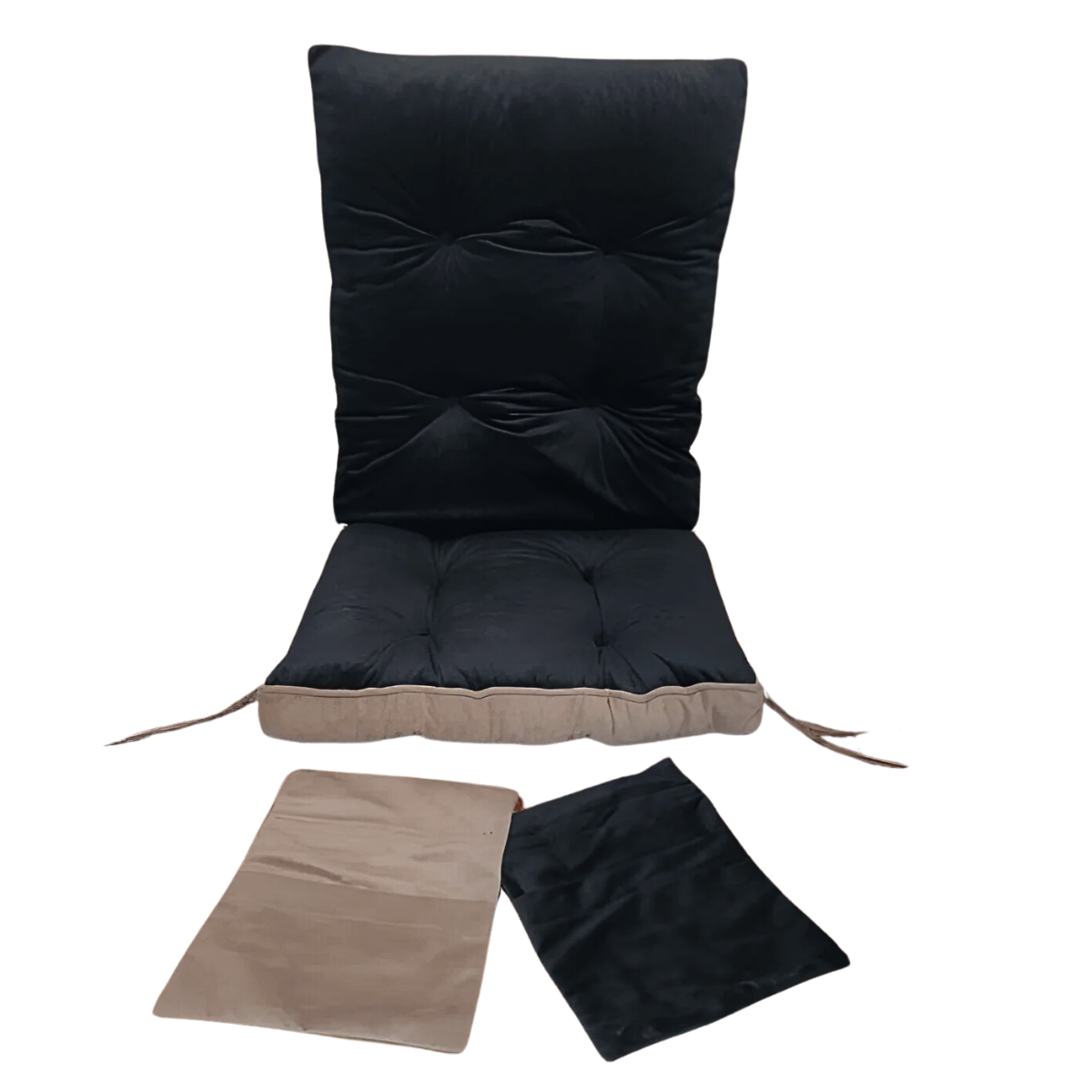 Reyo Home Sallanan Sandalye Minderi Kapitone Çift Cepli Siyah-Bej