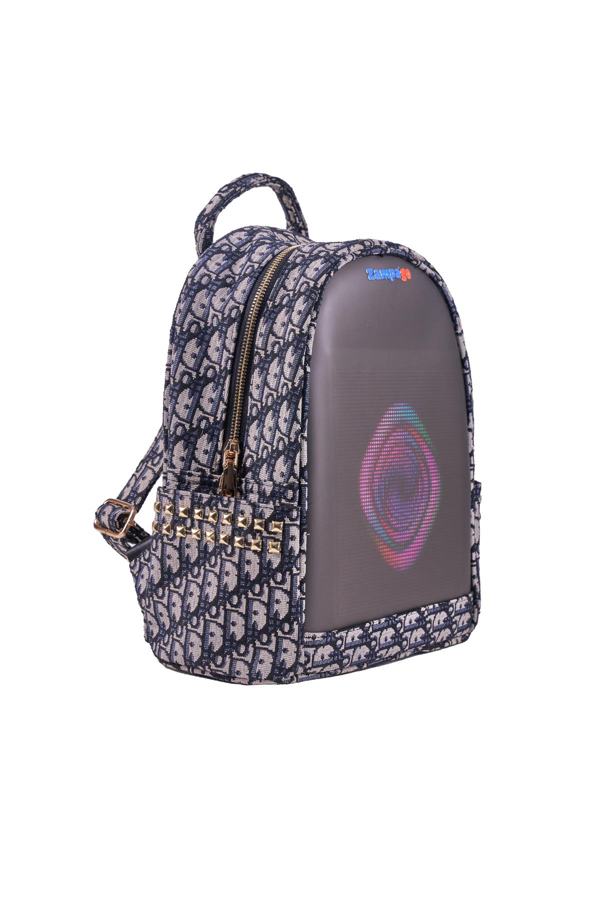 Zampago ShowMe Led Ekranlı Desenli Sırt Çantası Gri