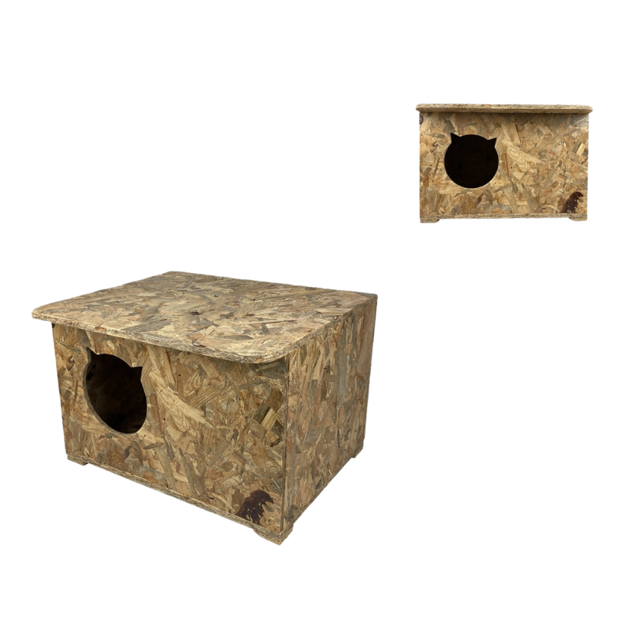 Melada Kedi Evi Dış Ortam Uygun Ahşap Kedi Evi OSB 50x45x34 cm