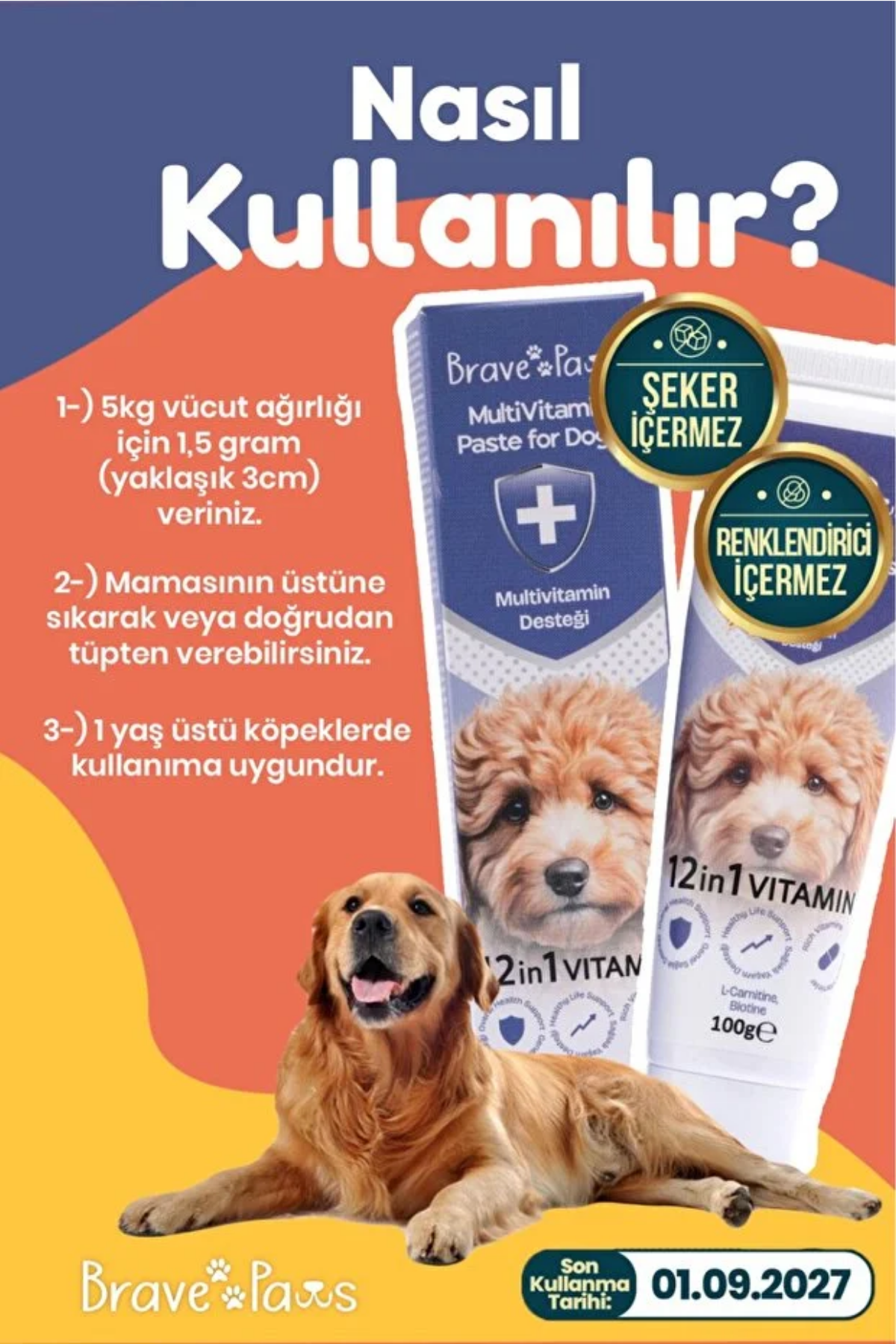 Brave Paws Köpekler İçin Gelişim Destekleyici Multivitamin