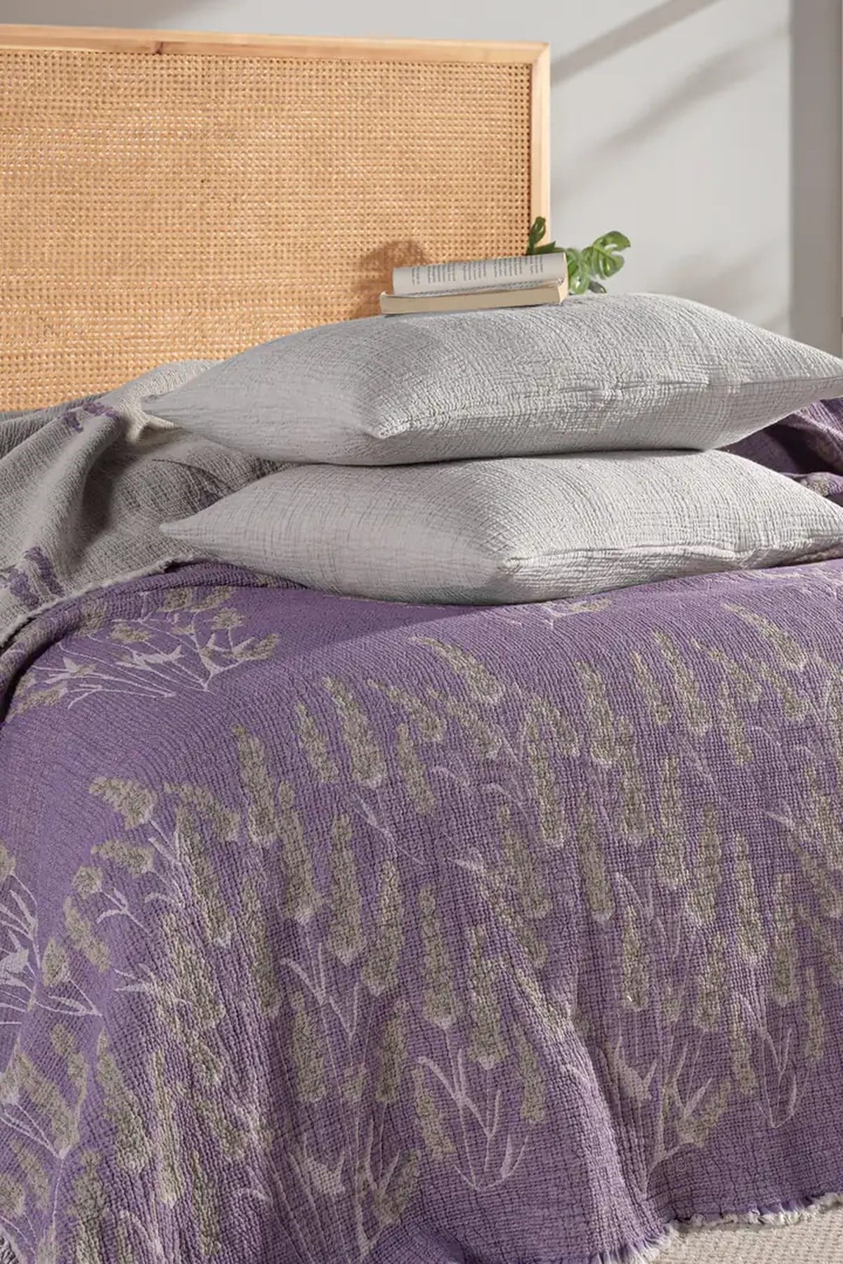 Mylasa Home Müslin Kosha Serisi Lavanta Desenli Yorgan 240x260cm Lila
