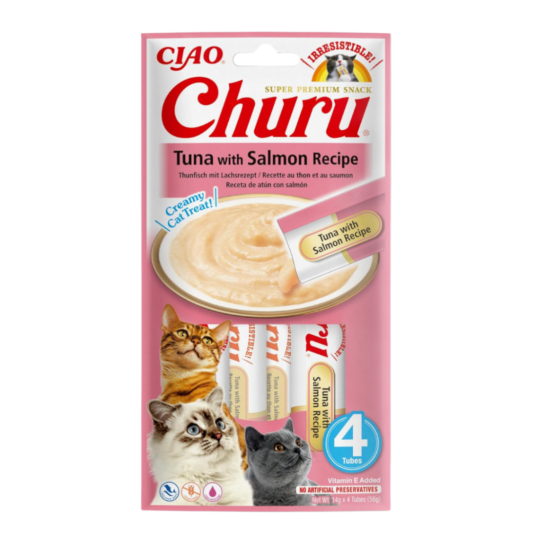 Inaba Ciao Churu Cream Ton Balıklı ve Somonlu 4x14 gr Kedi Ödül Kreması