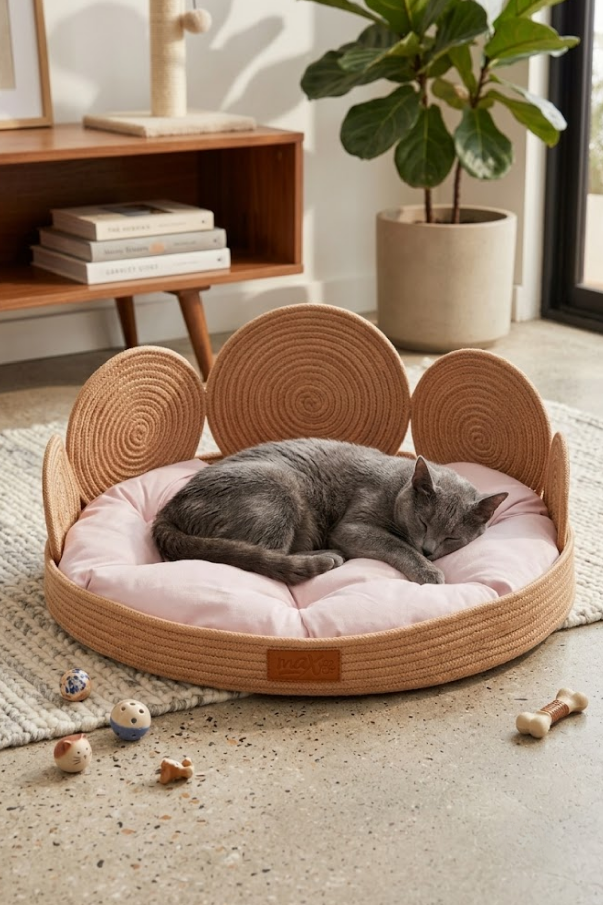 Reyo Max Design Maxie Queen Su Geçirmez Kedi Yuvası ve Köpek Yatağı Pudra – Yazlık, Rahat ve Dayanıklı Evcil Hayvan Yatağı