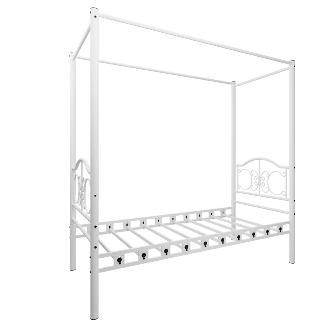 Reyo Pero Sultan Tek Kişilik Başlıklı Metal Beyaz Karyola 90x190