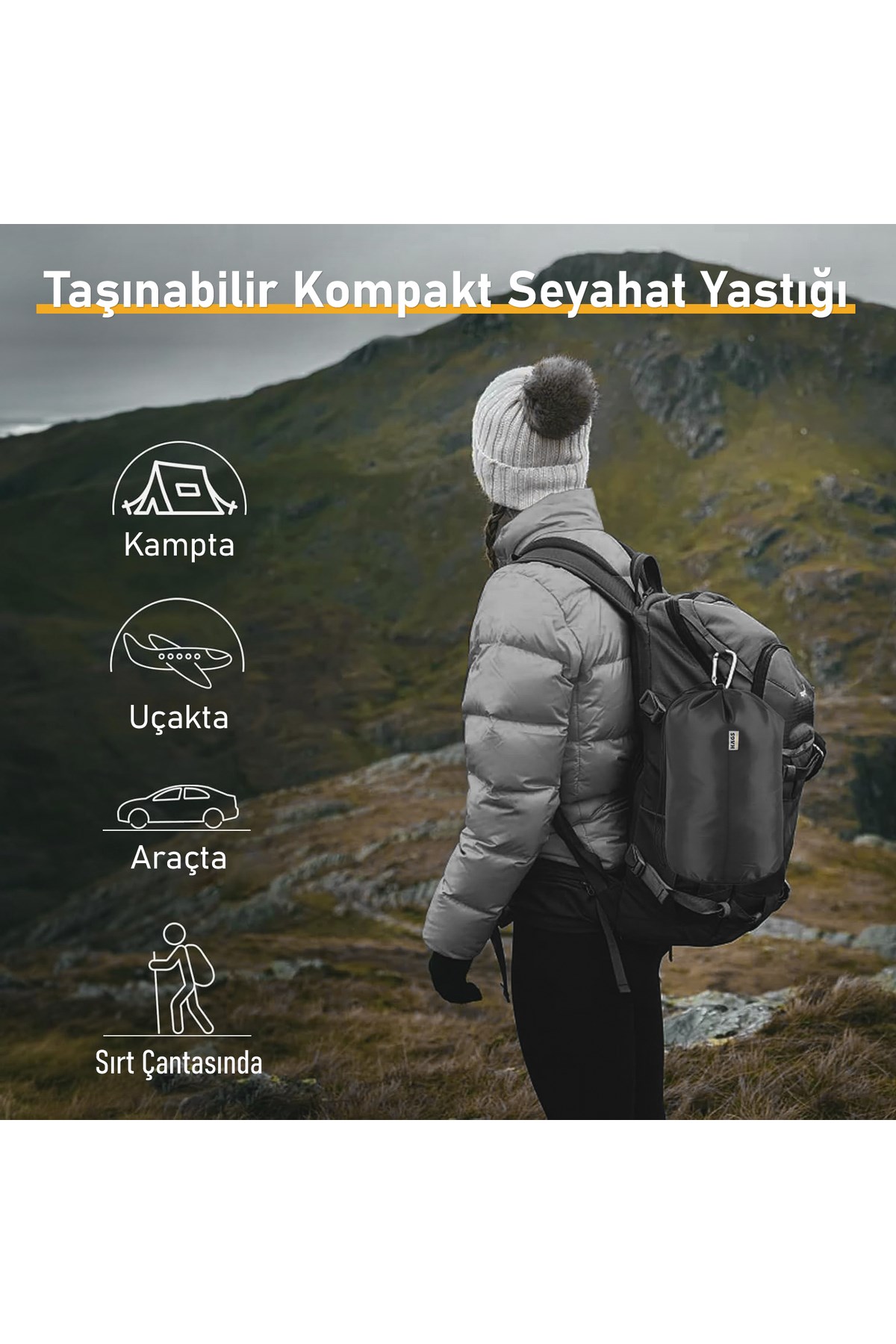 Haegs Kamp Yastığı, Seyahat Yastığı, Silikon Elyaf Dolgulu Hafif Küçük Yastık, Orta Sertlikte, Nefes Alabilir Kılıf, Kamp, Uçak ve Araba İçin İdeal 35x50cm Flanel Yeşil