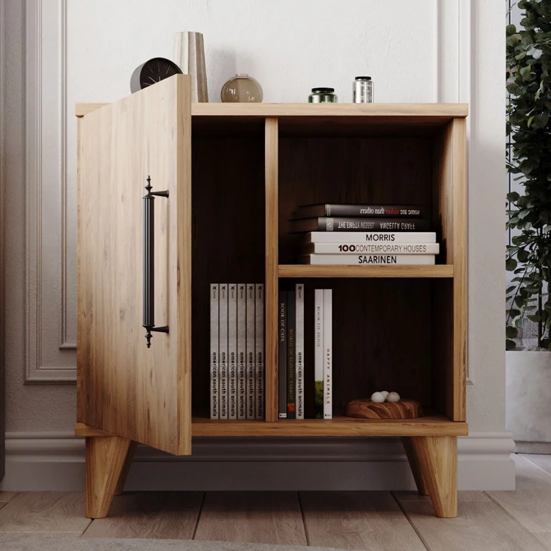 Enda Home Kommen Tek Kapaklı 2 Bölmeli Komodin Atlantik Çam