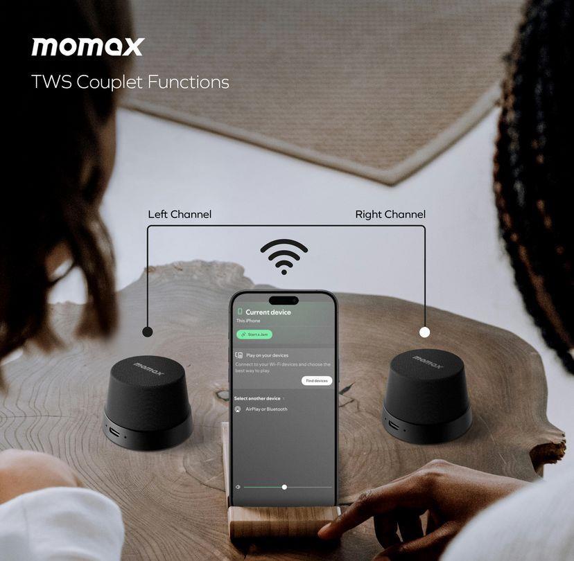 Momax Vibe Go Manyetik Taşınabilir Kablosuz Hoparlör Siyah